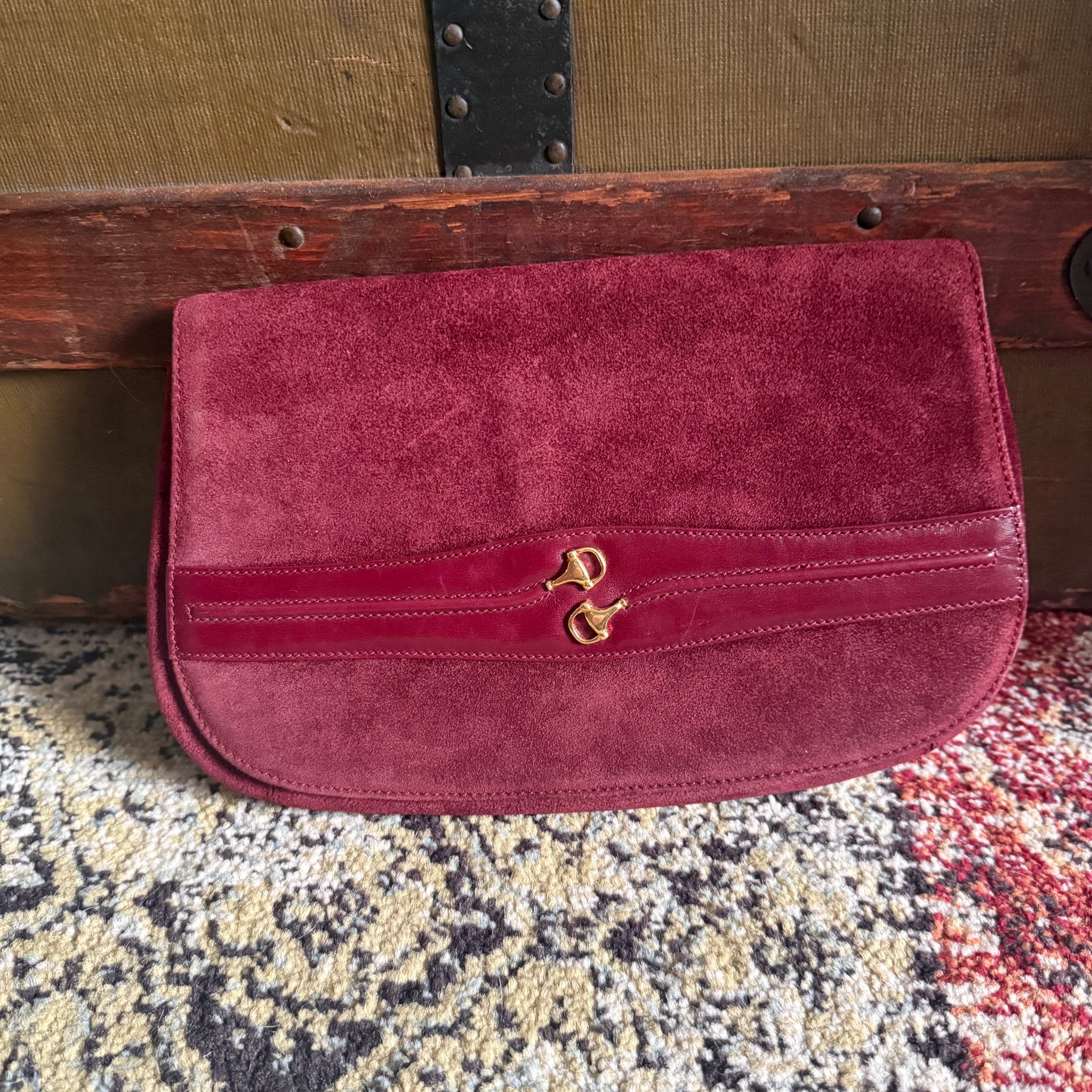 Gucci Vintage Suede Horsebit Clutch by The Vintage New Yorker