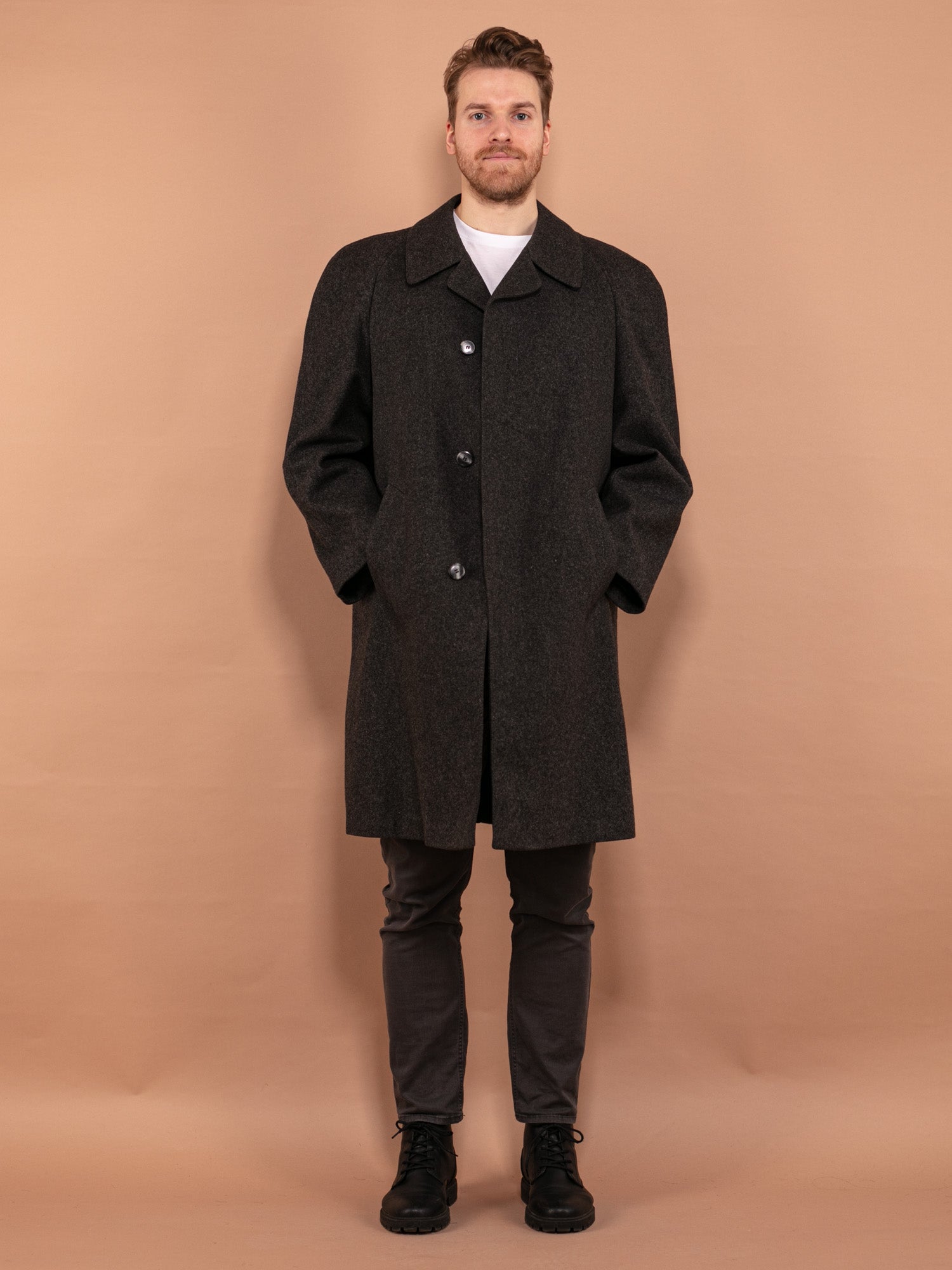Vintage 80's Men Wool Coat in Gray by Northern Grip