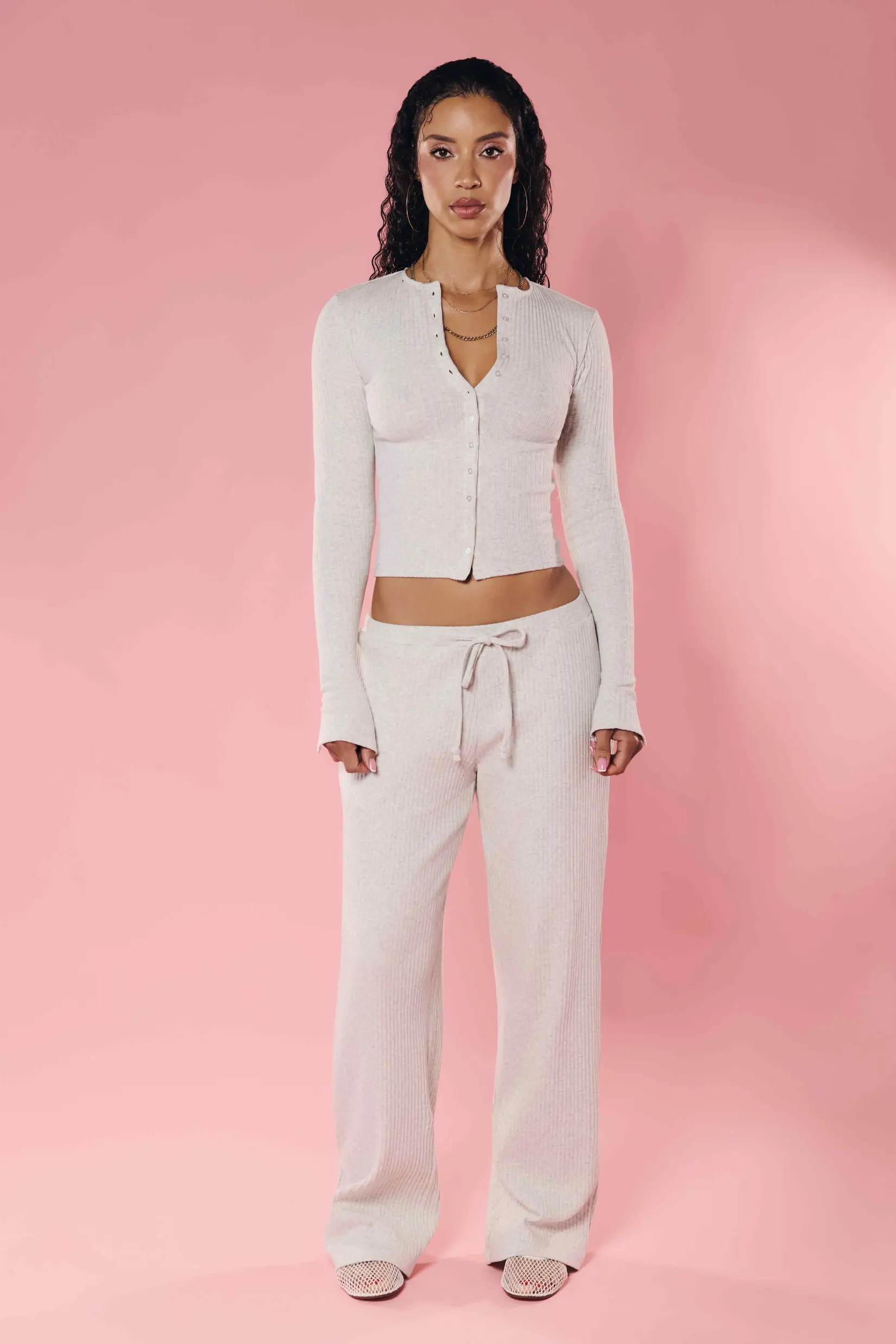Rib Knit Pant Grey Marle by Staple & Hue