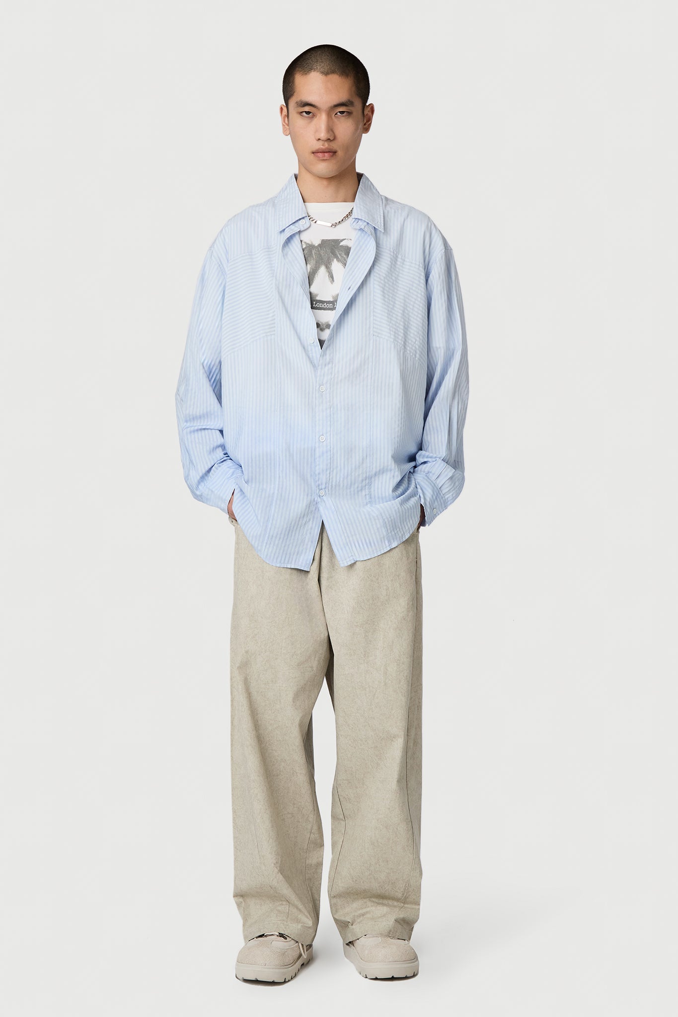 FADED STRIPES SHIRT LIGHT BLUE by Acupuncture1993
