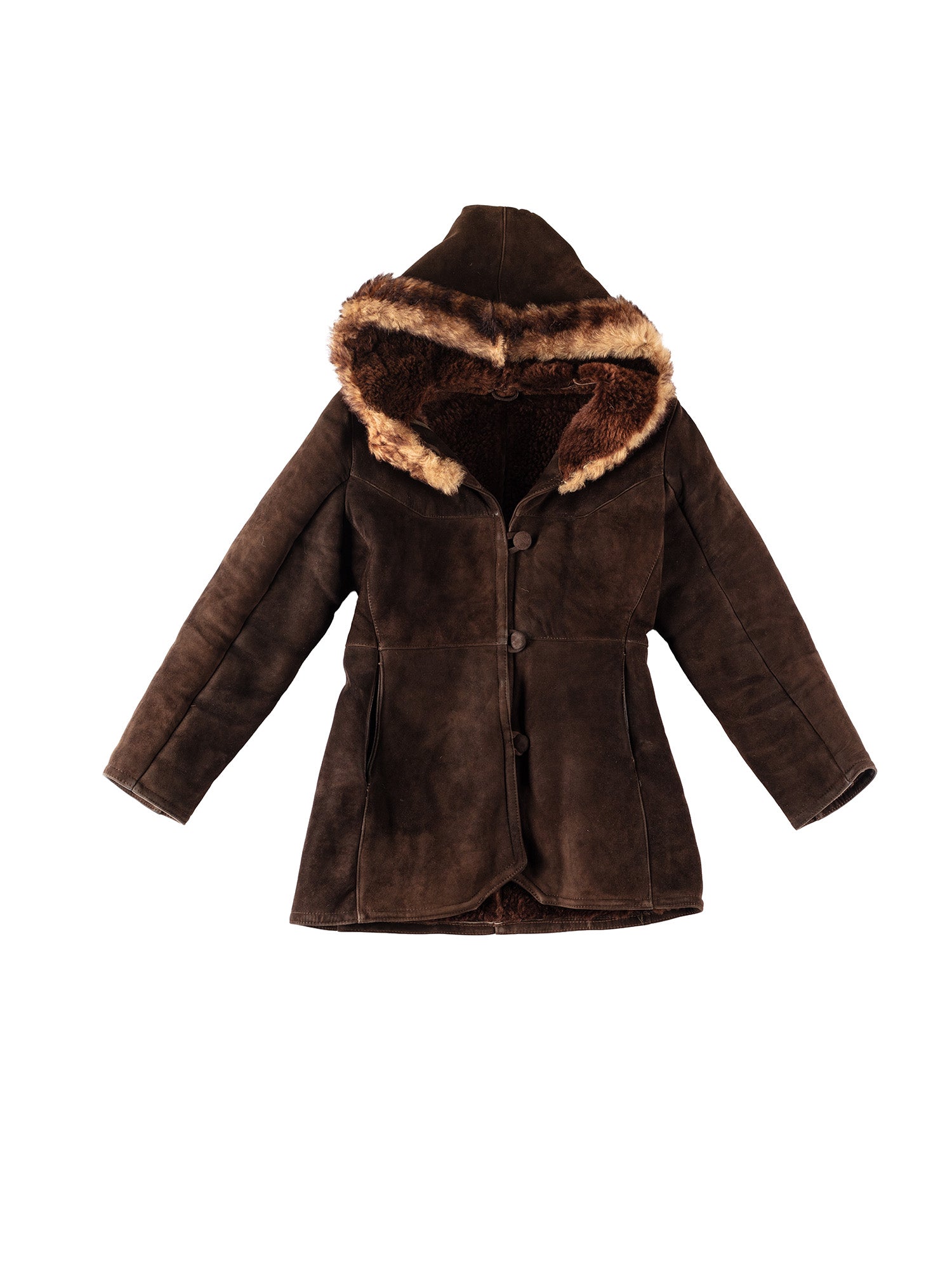 Vintage 70's Women Sheepskin Coat in Brown by Northern Grip