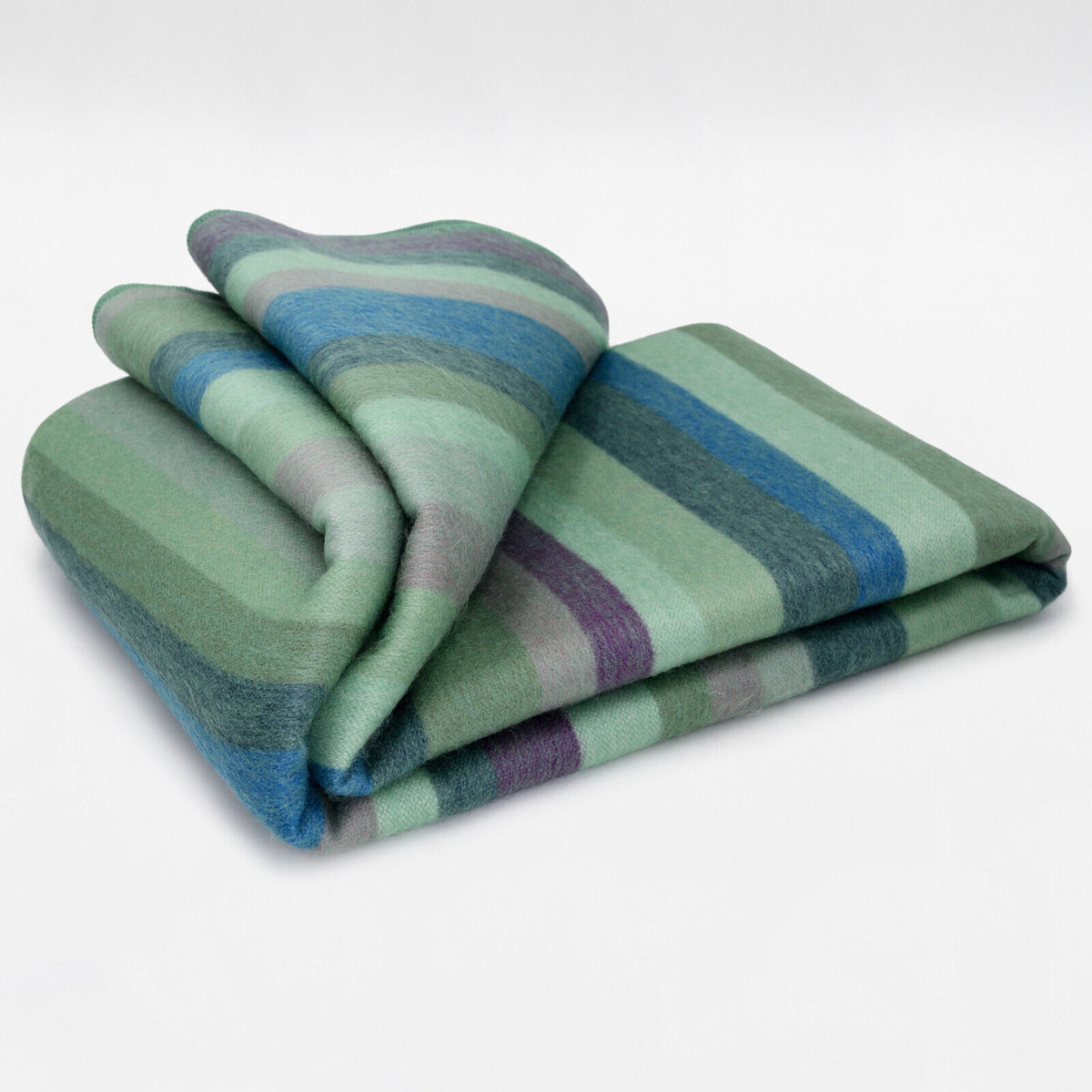 Imbabura Alpaca Wool Throw: Serene Ocean Blue and Vibrant Green by ECUALAMA