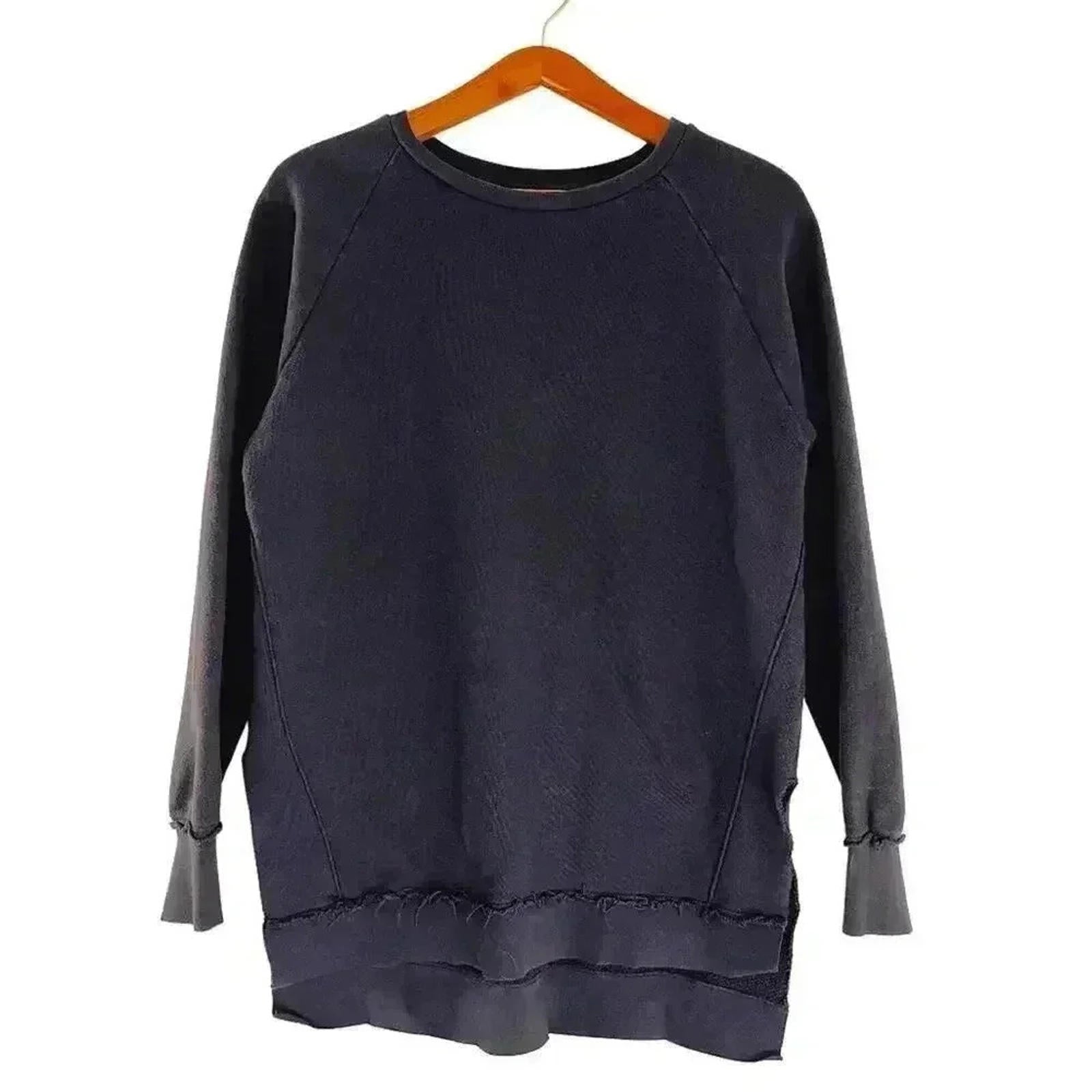 Sol Angeles Charcoal Terrycloth Crewneck Sweatshirt Women's Size L Lou by Hot Girl Secondhand