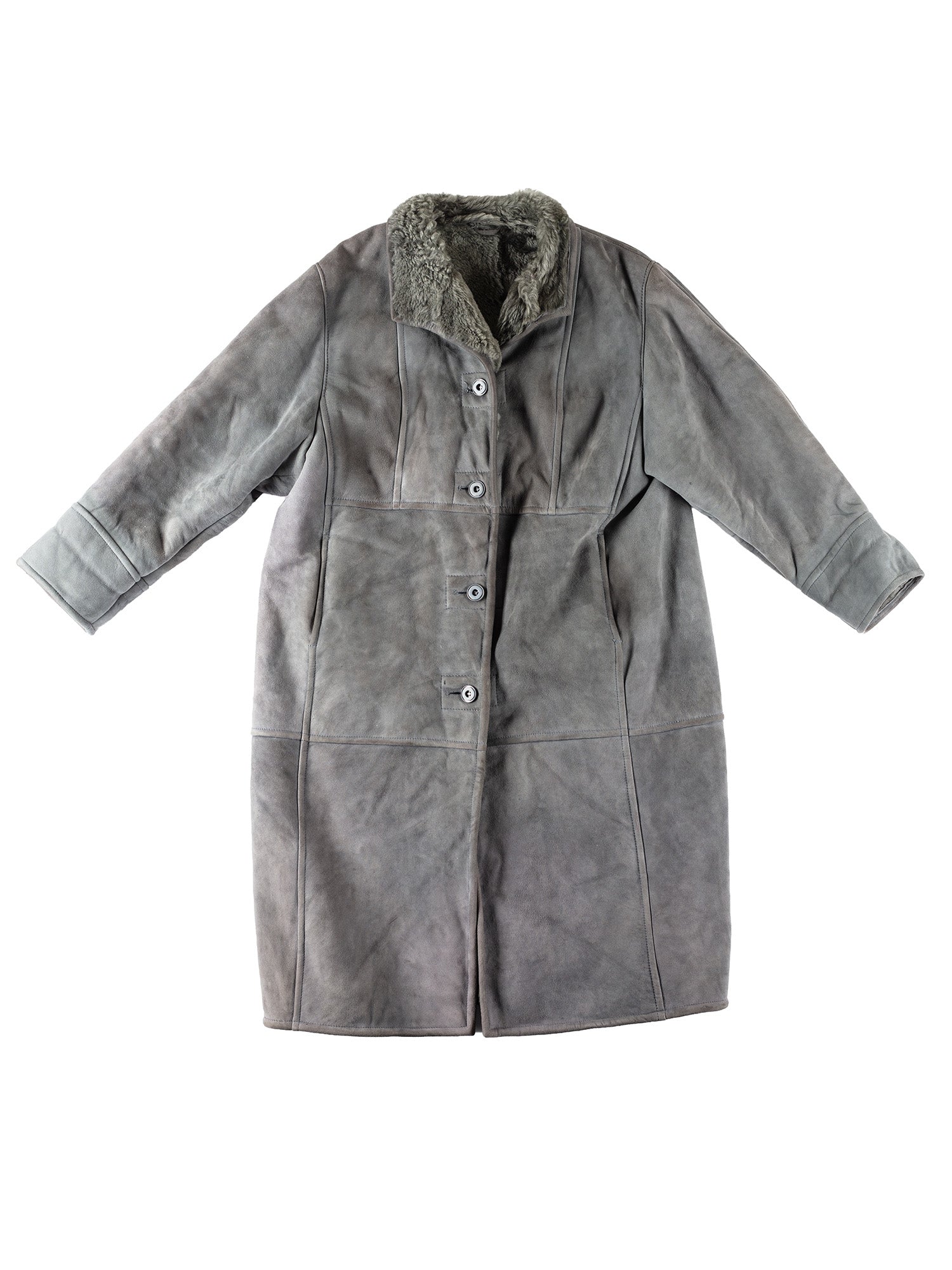 Vintage 80's Women Sheepskin Coat in Gray by Northern Grip