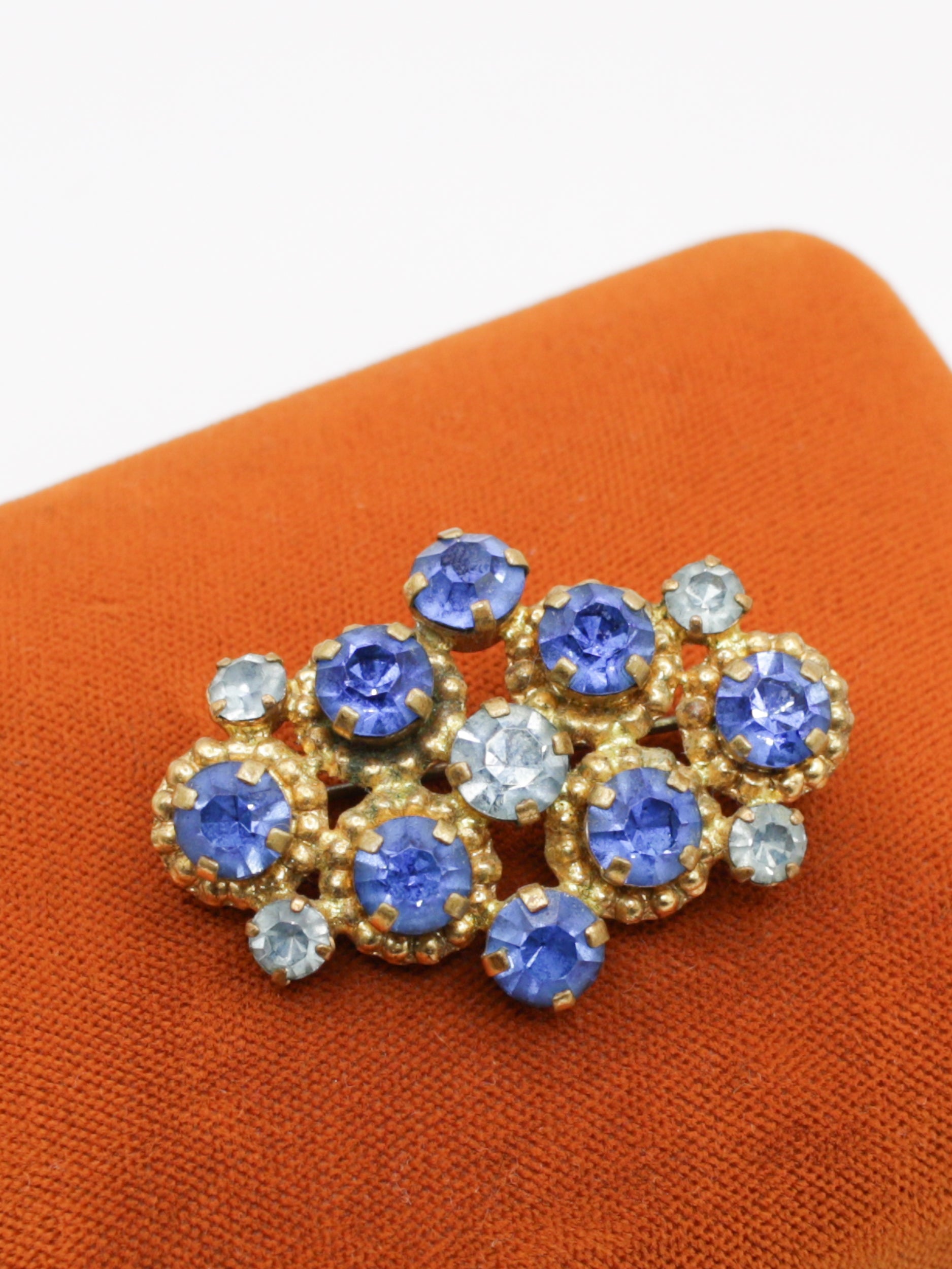 Vintage 50's Blue Rhinestone Cluster Brooch by Northern Grip