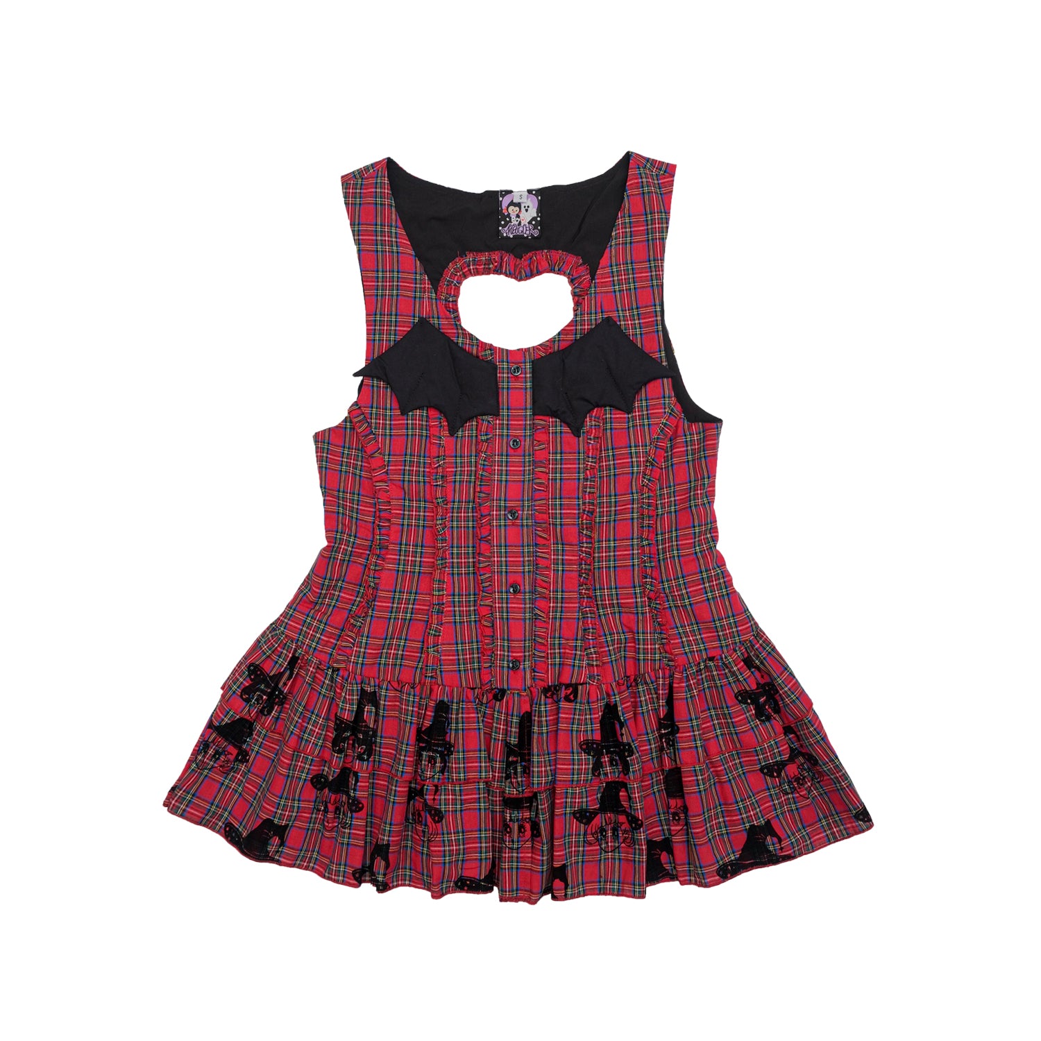Meugler Waistcoat Red Plaid Vest Little Devil Open-Front Waistcoat by Land Decora