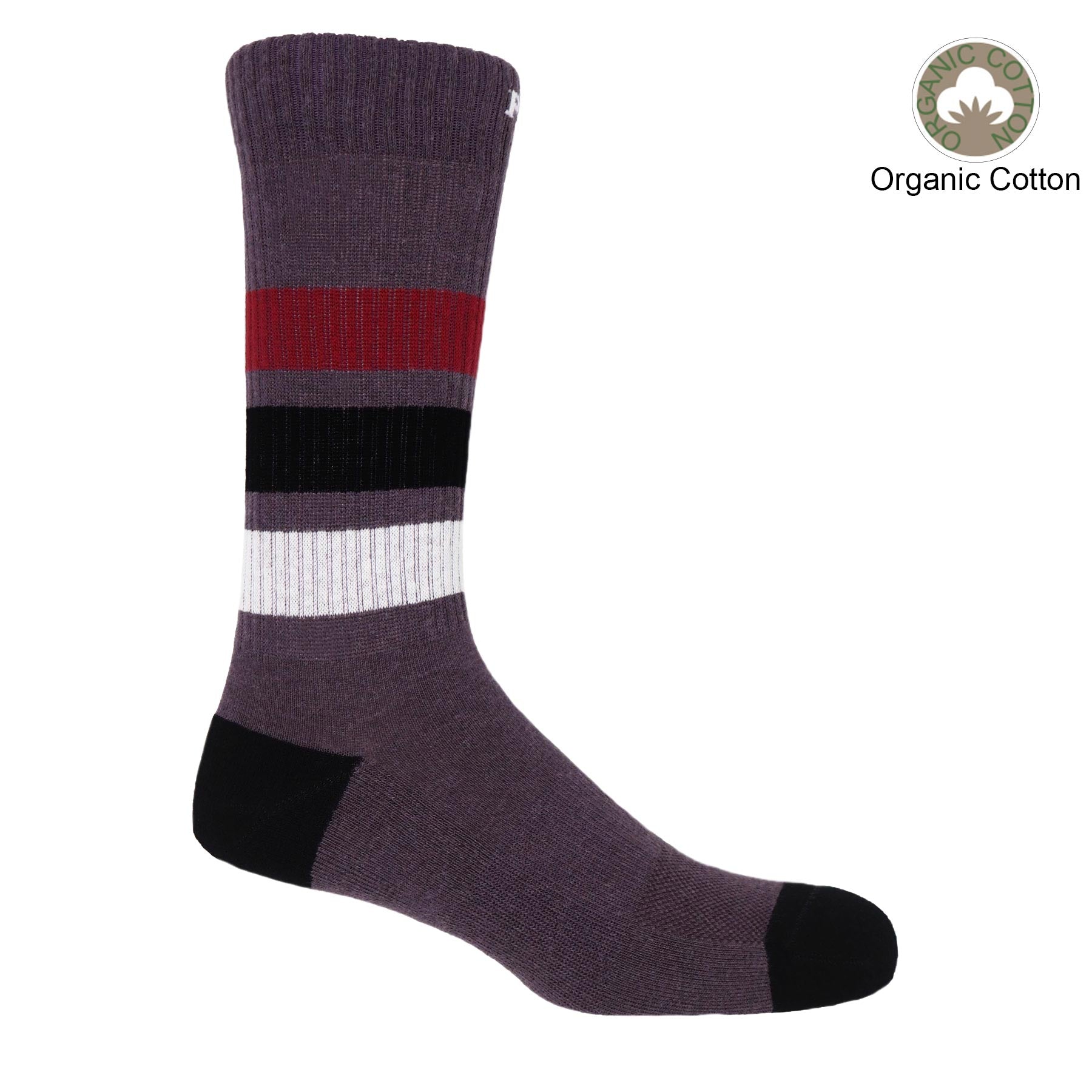 Striped Organic Men's Sport Socks - Mauve by Peper Harow