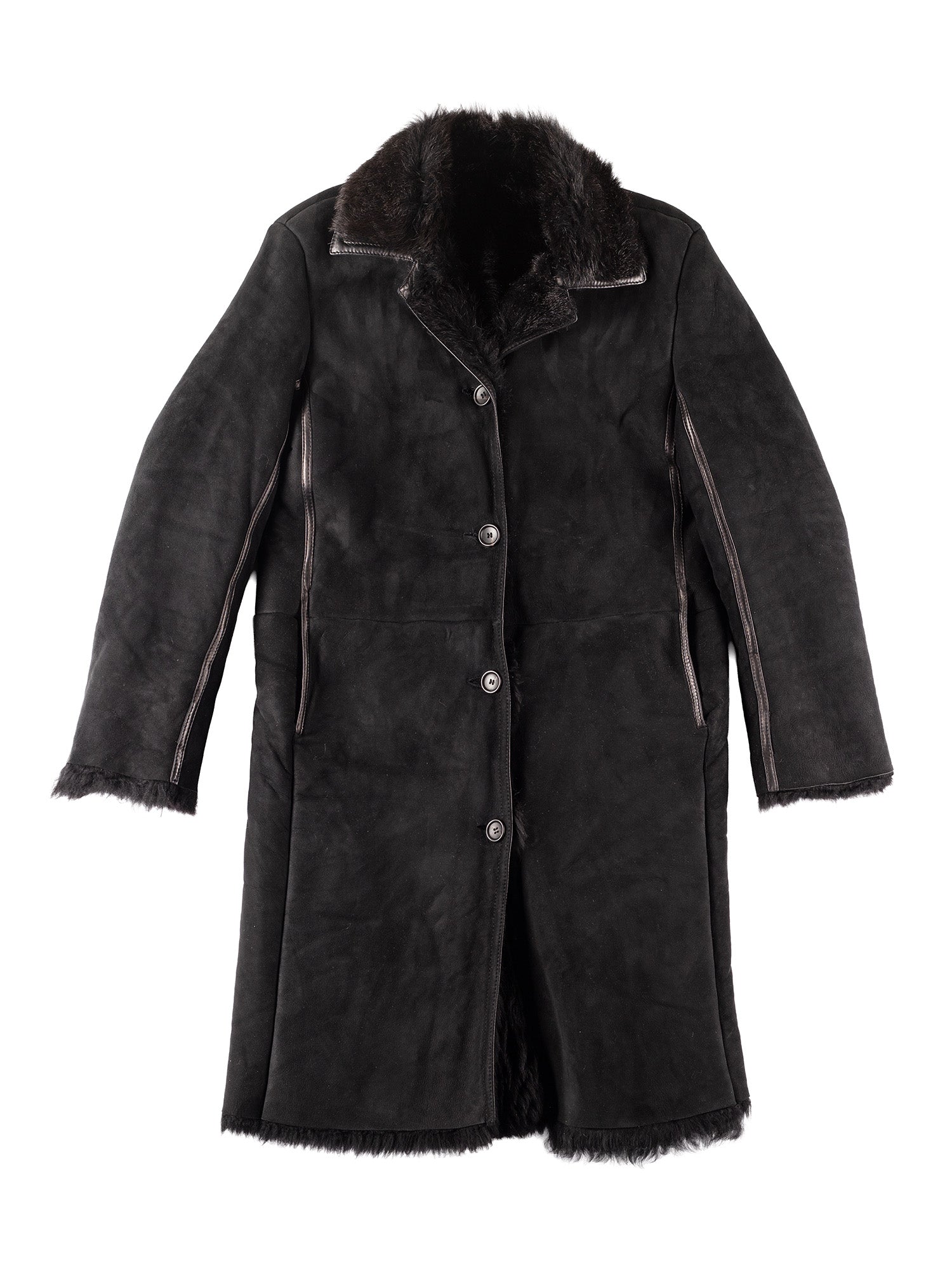 Vintage 90's Women Sheepskin Shearling Coat in Black by Northern Grip