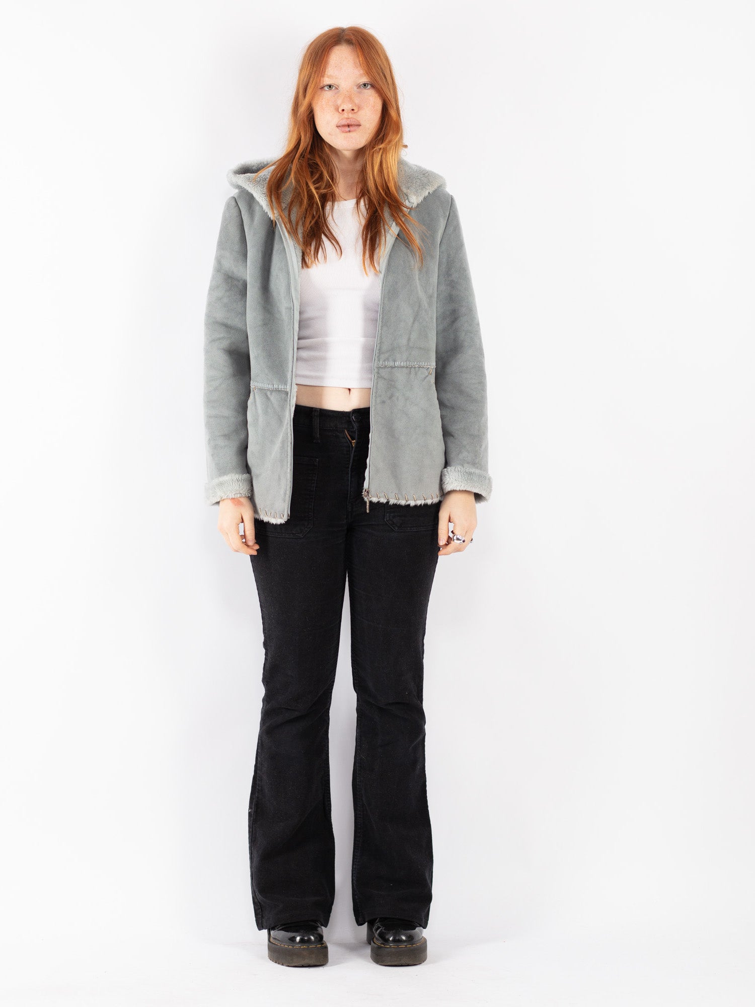 Vintage 00's Women Sherpa Coat in Gray by Northern Grip