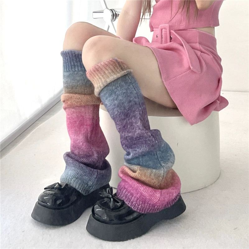 Dopamine Leg Warmers | Colorful Bright Rainbow Trumpet Socks | Decora Kei Style by Land Decora