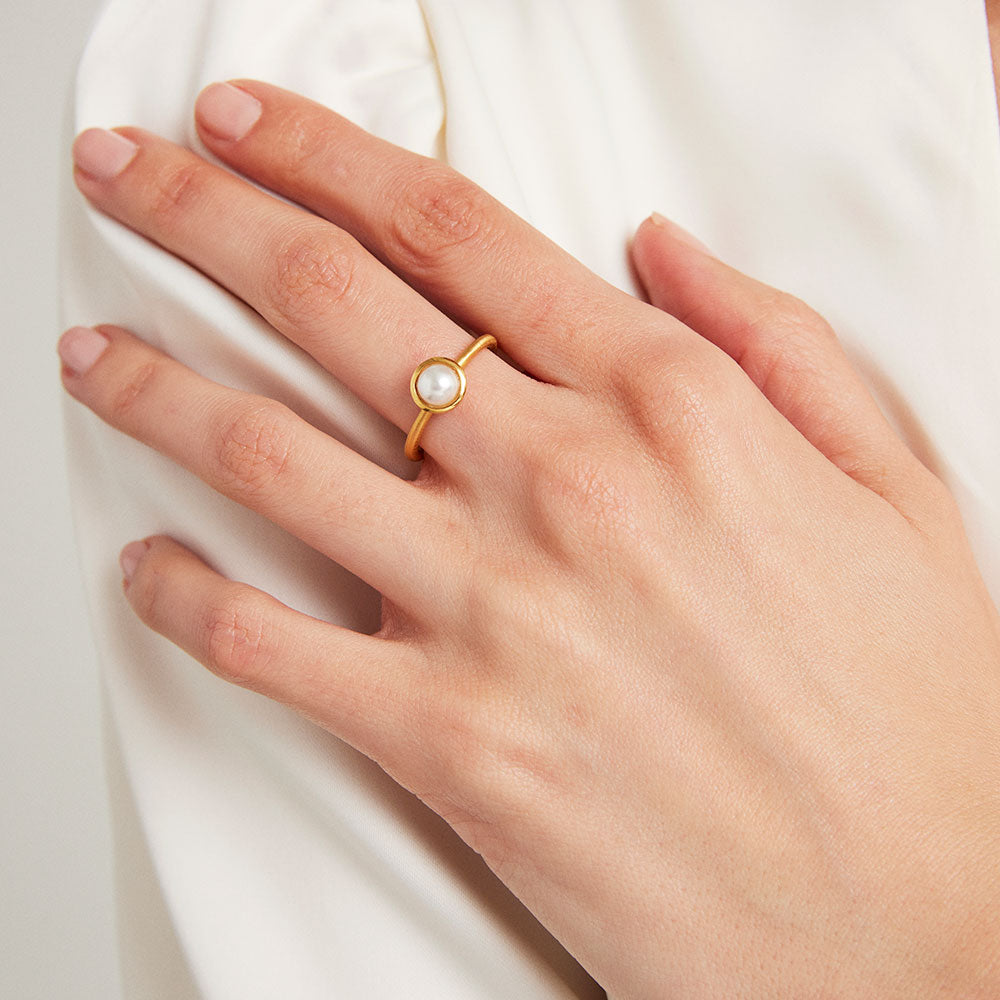 Pearl Catalina Mini Gemstone Stacking Ring by Sierra Deene