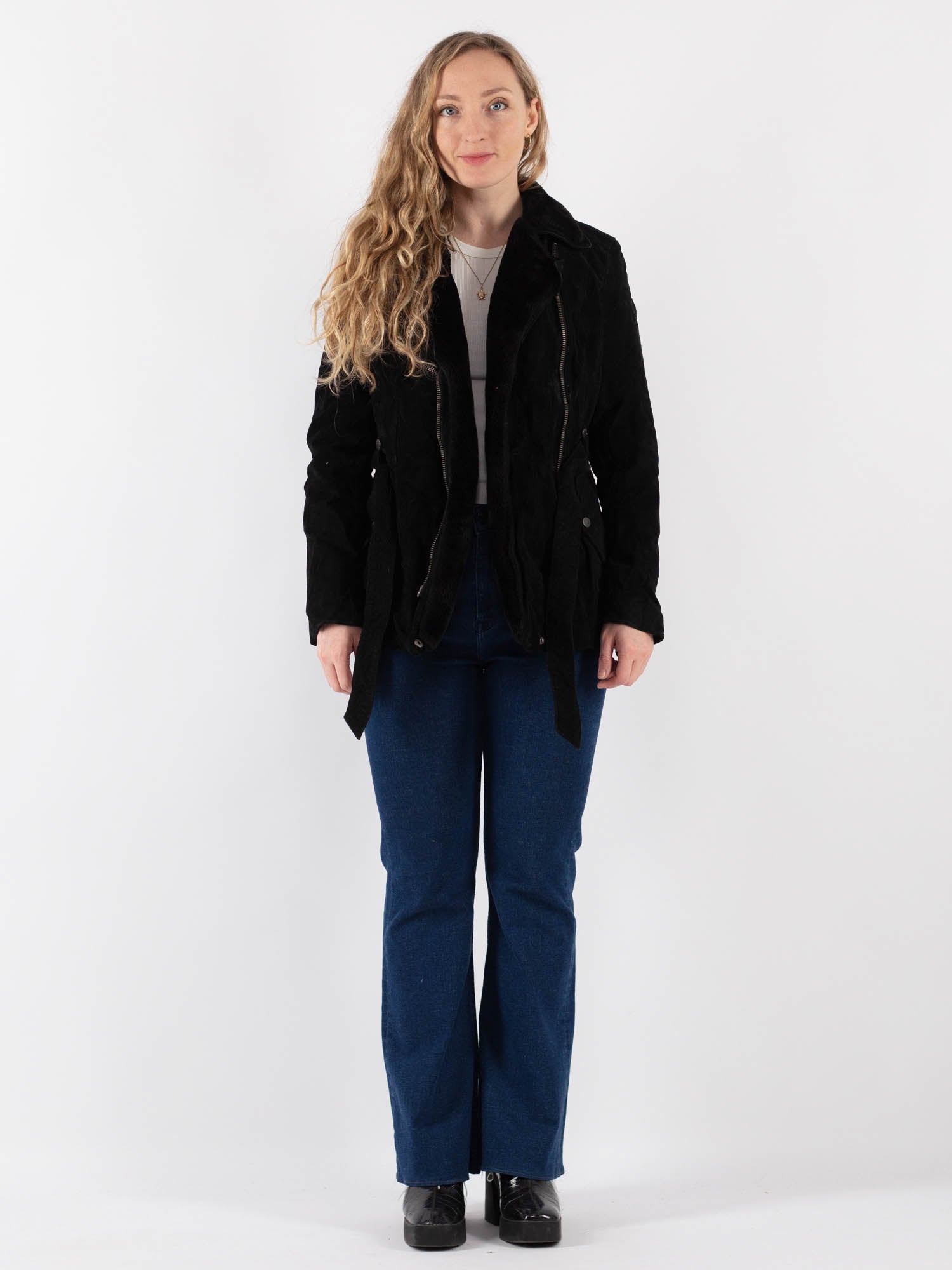 Vintage 00's Women Suede Jacket in Black by Northern Grip