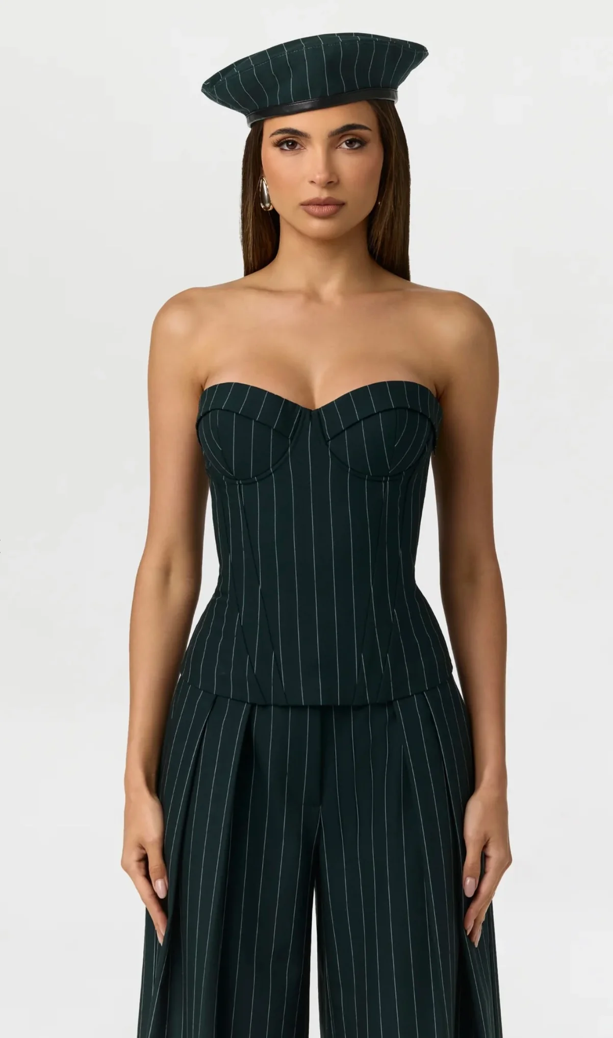 Naked Wardrobe Suiting Pinstripe Corset Top by Sierra Deene