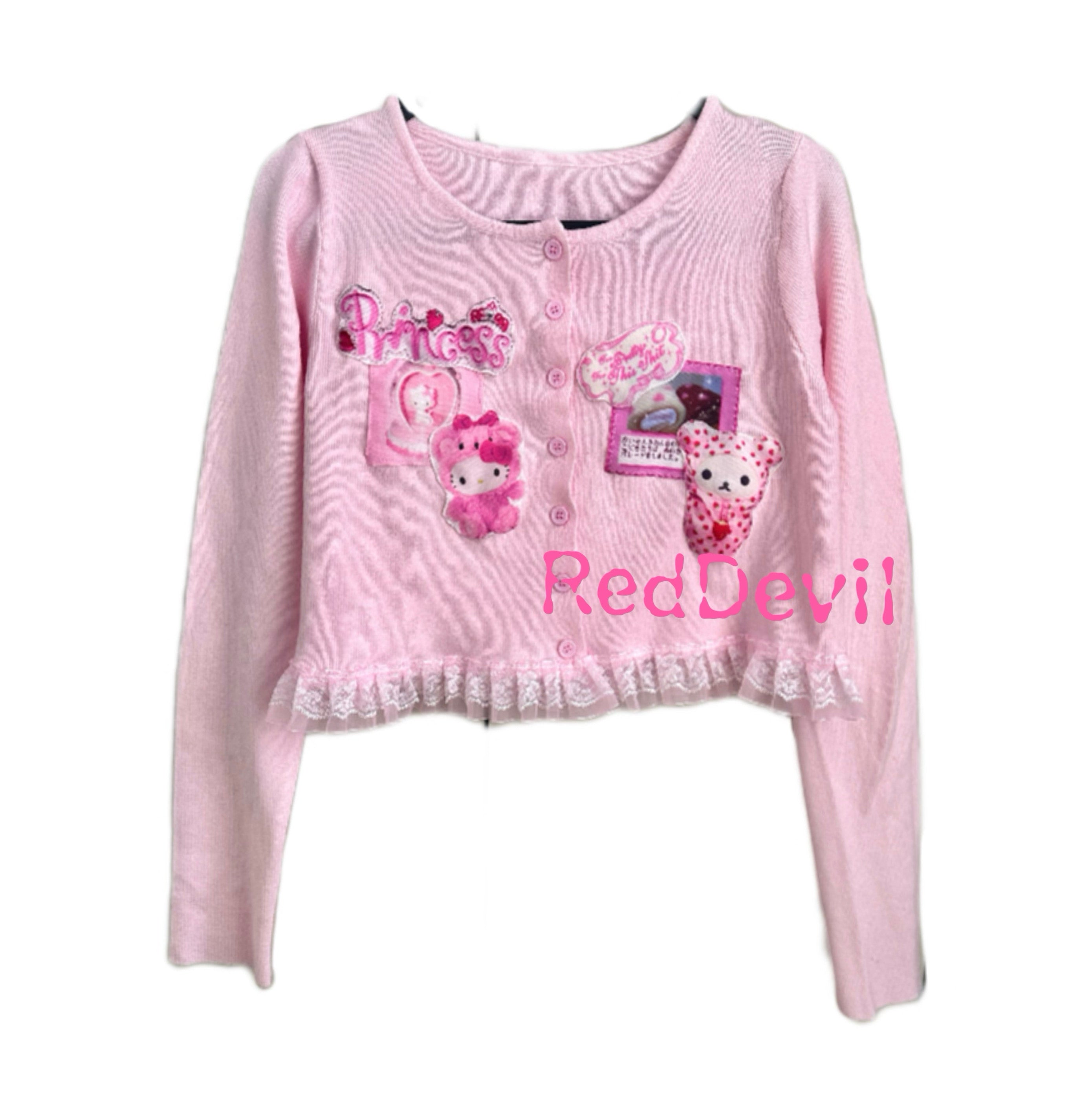 Sweet Kitty Knit Cardigan - RedDevil by Land Decora
