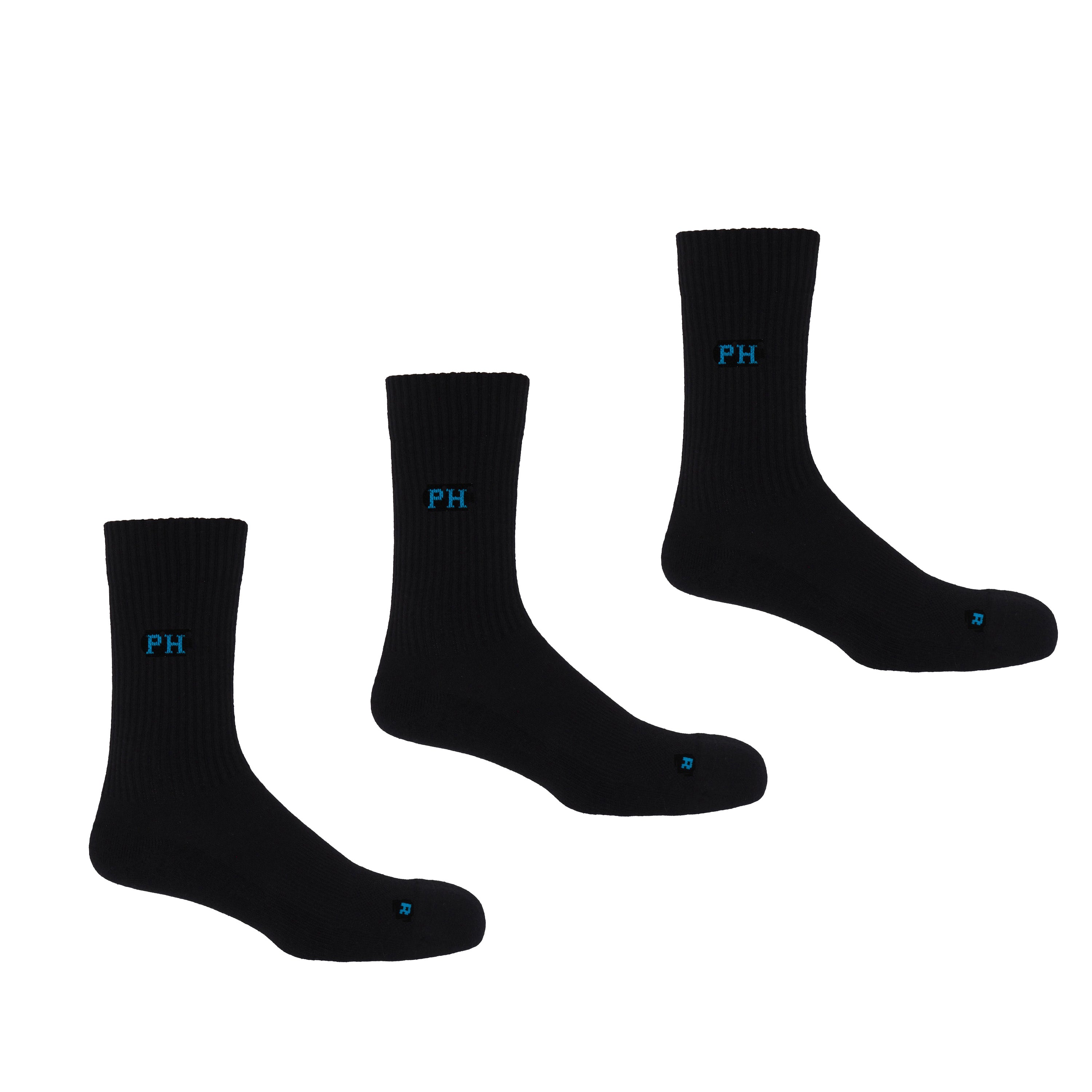 3 Pack Essential Men's Sport Socks - Black by Peper Harow