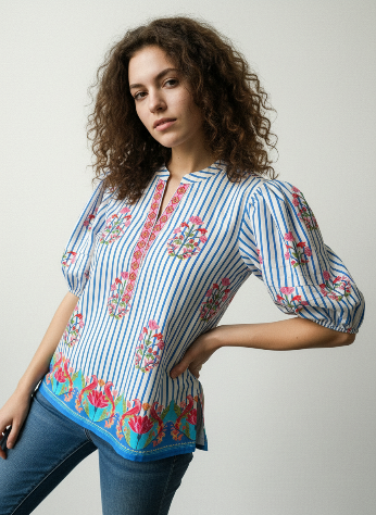 STRIPED GARDEN RAYA TOP by Maude Vivante