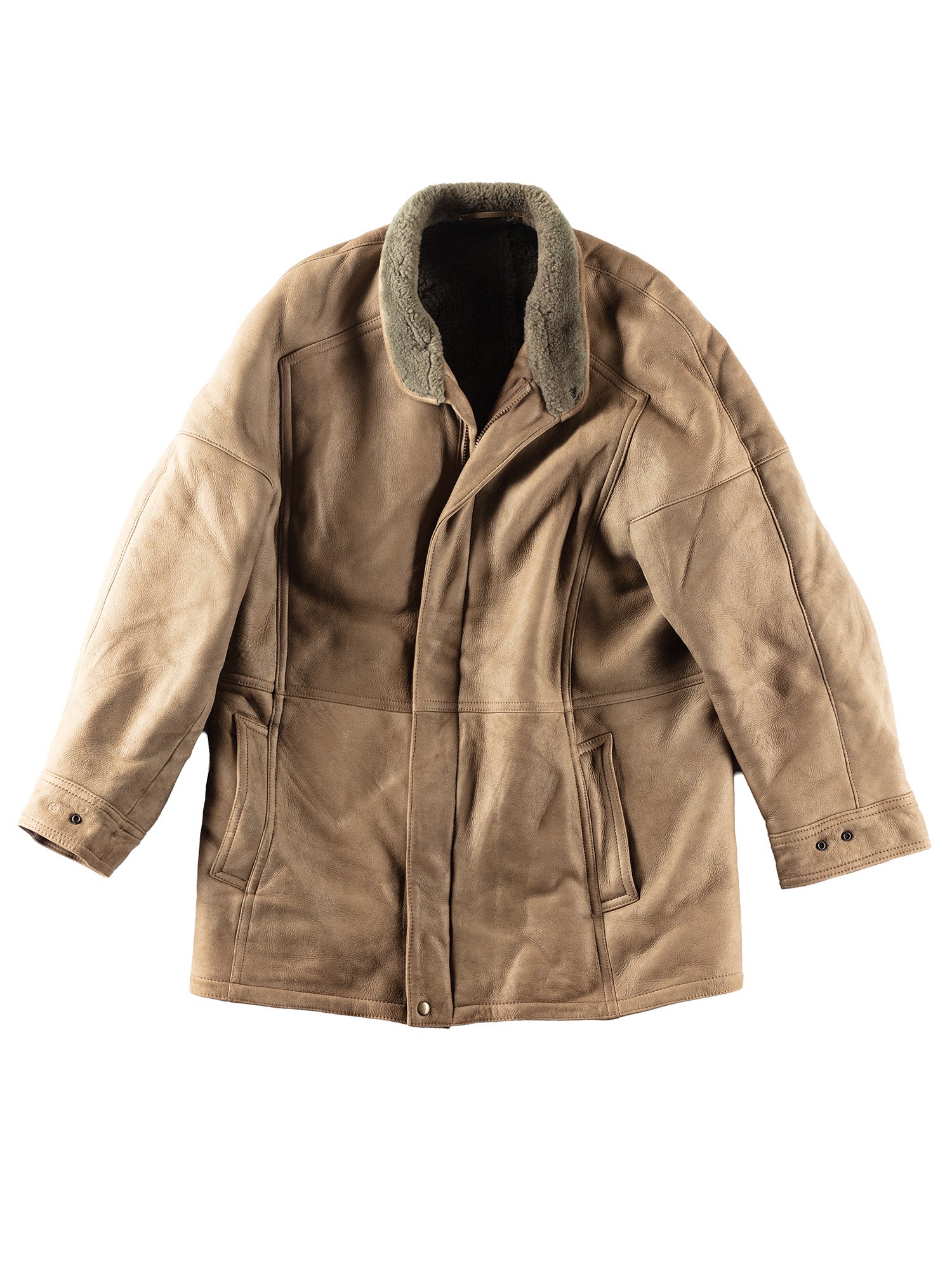 Vintage 90's Men Sheepskin Coat in Beige by Northern Grip
