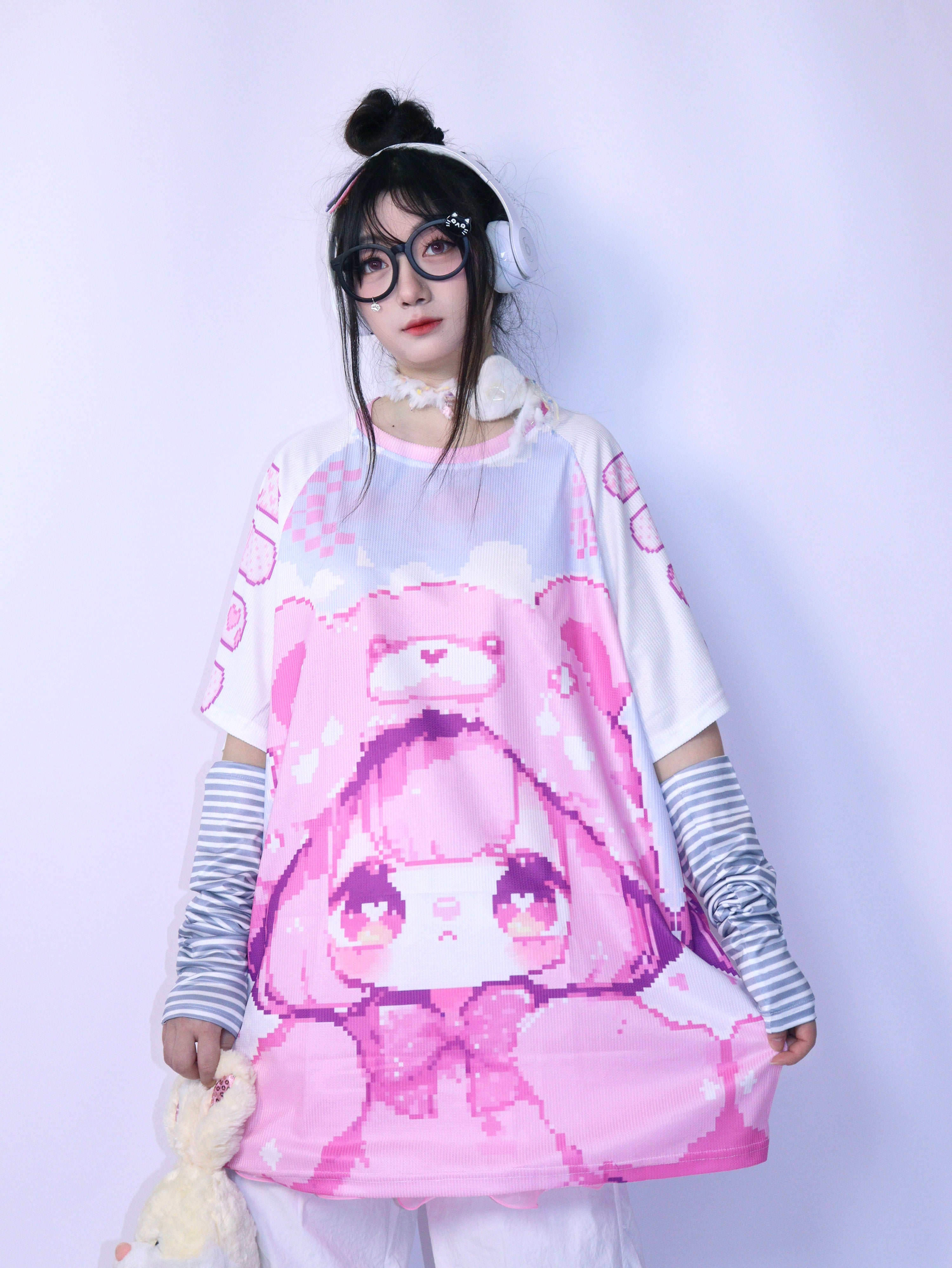 LEERROO - Y2K Alt Graphic Tee with Strawberry Bear Print by Land Decora