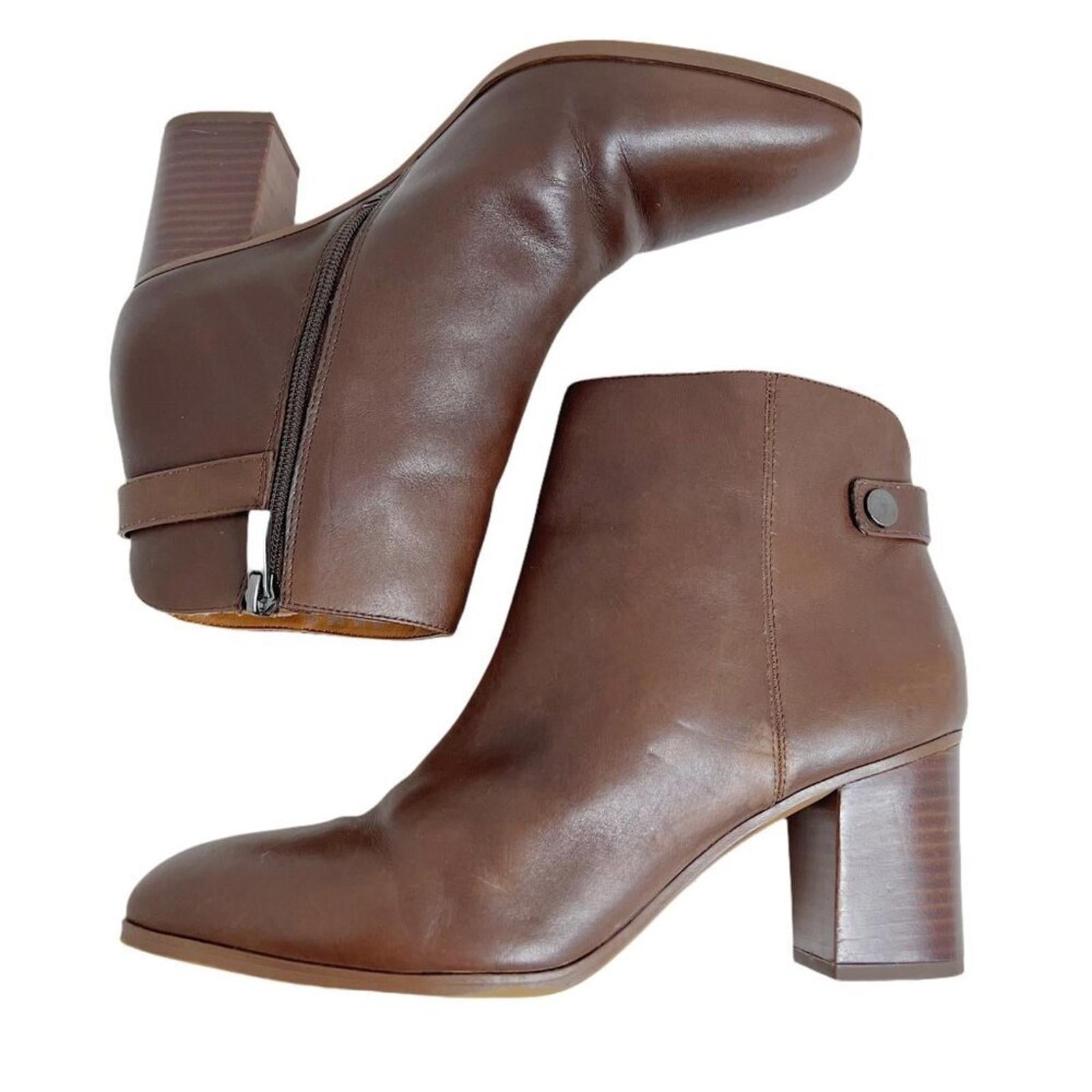 Franco Sarto Ilaria Brown Leather Heeled Booties Boots Women's Size 9. by Hot Girl Secondhand