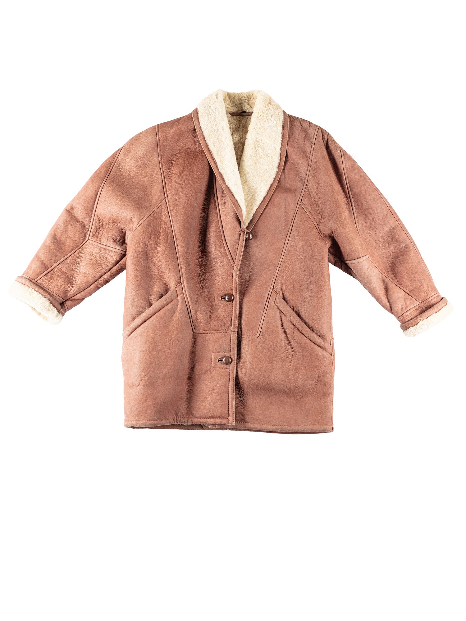 Vintage 80's Women Sheepskin Coat in Brown by Northern Grip