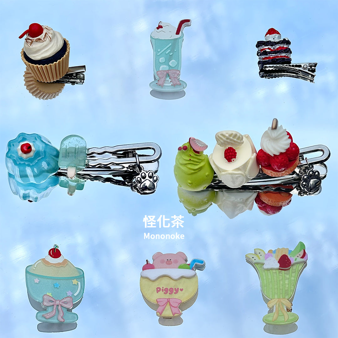 Kawaii Dessert Hair Clip Cute Ice Cream Cake Puppy Paw - Mononoke by Land Decora