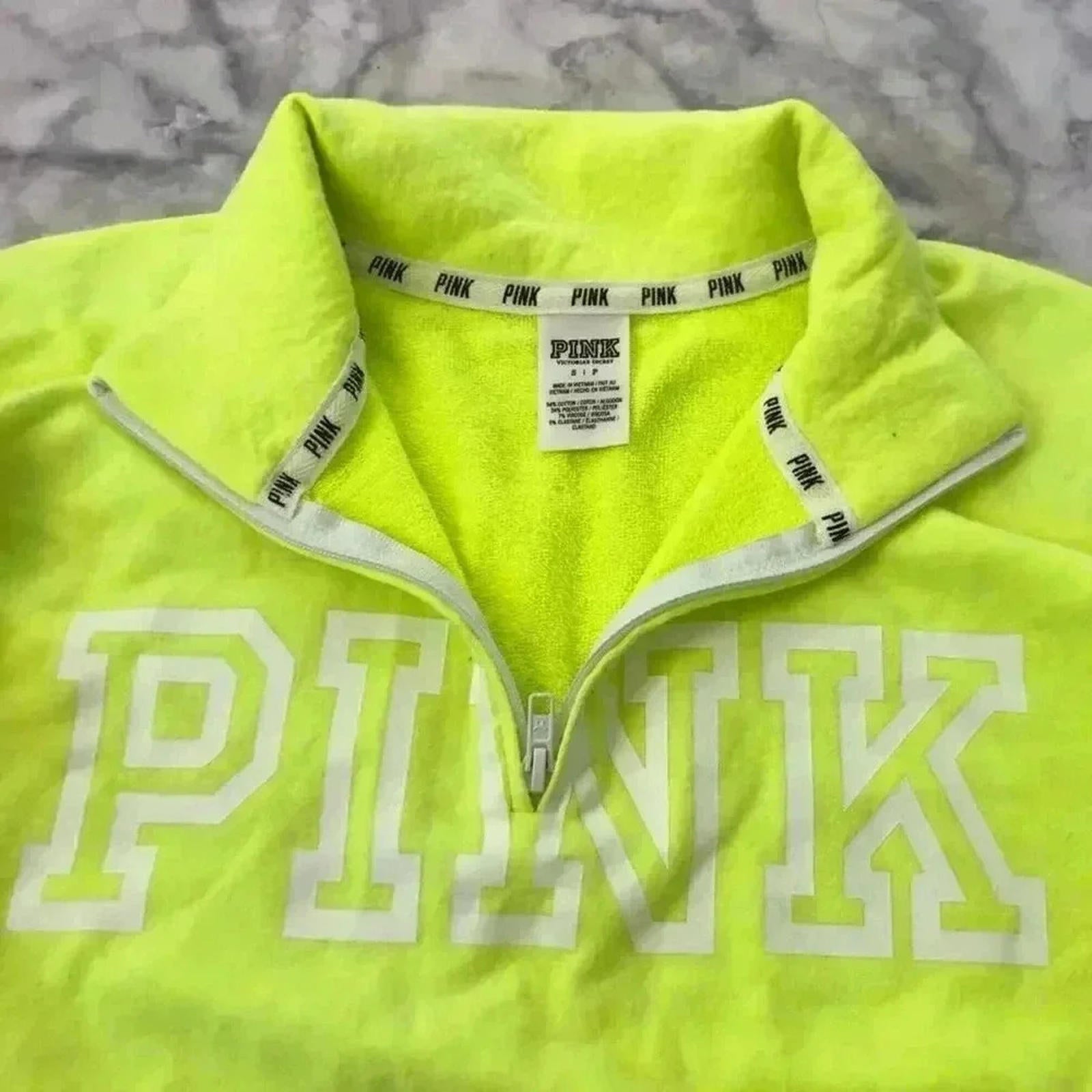 VS PINK Neon Yellow Quarter Zip Jacket Women's Size S by Hot Girl Secondhand