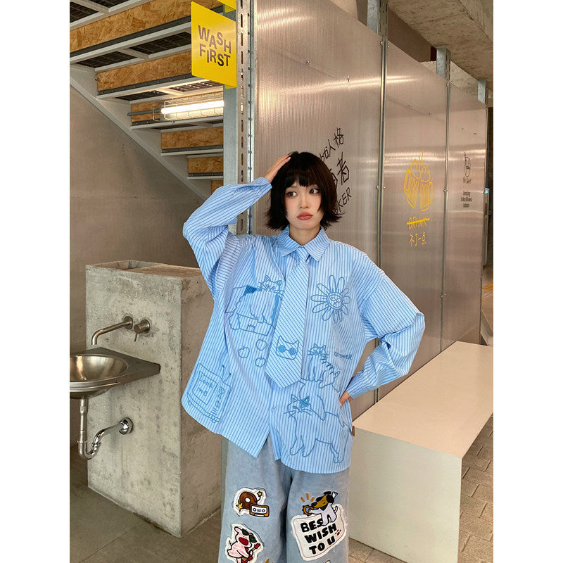 Kidcore Embroidered Stripe Shirt - BIBULU by Land Decora