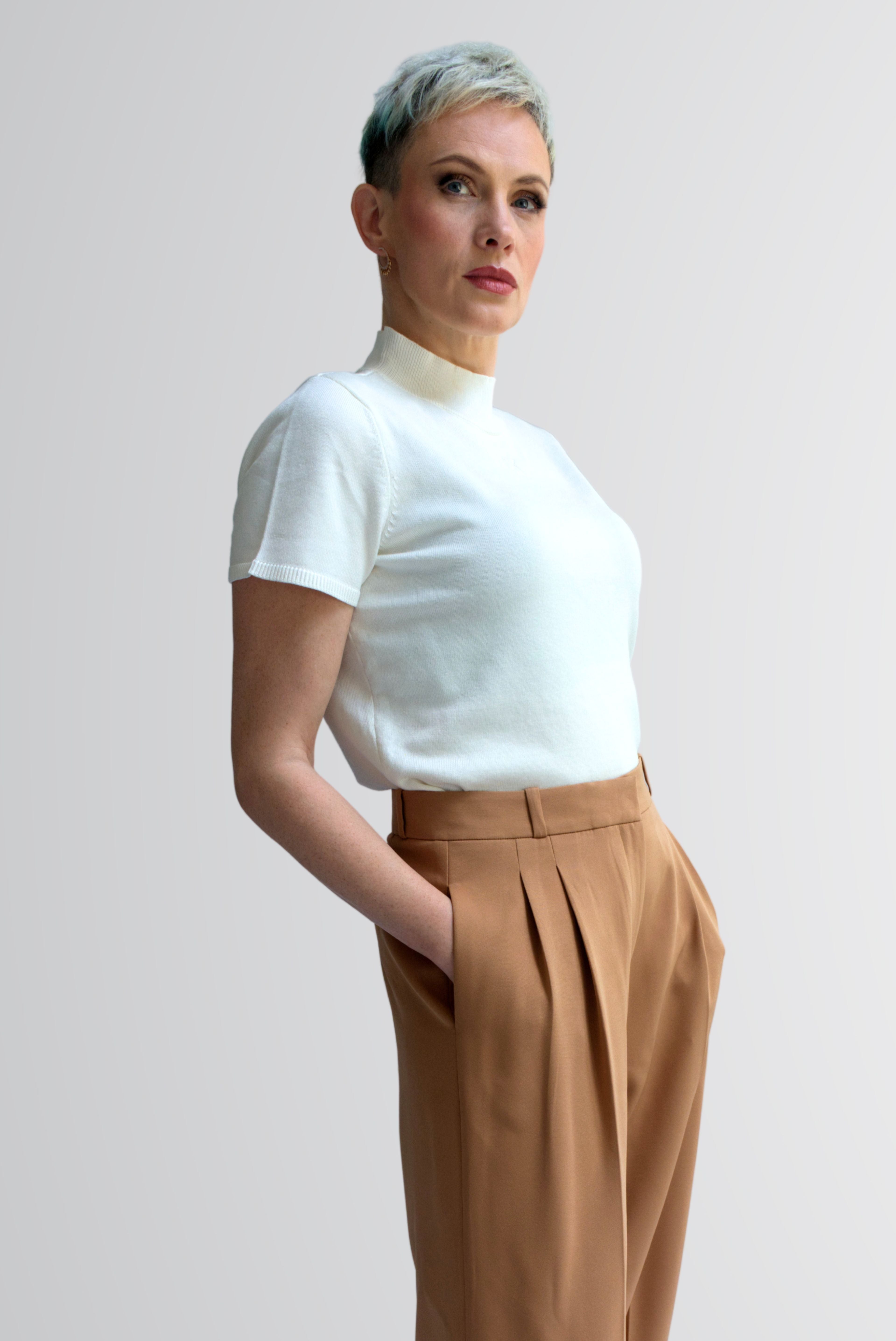 Authority Pleated Flared Dress Pant for Women by Point of View Label