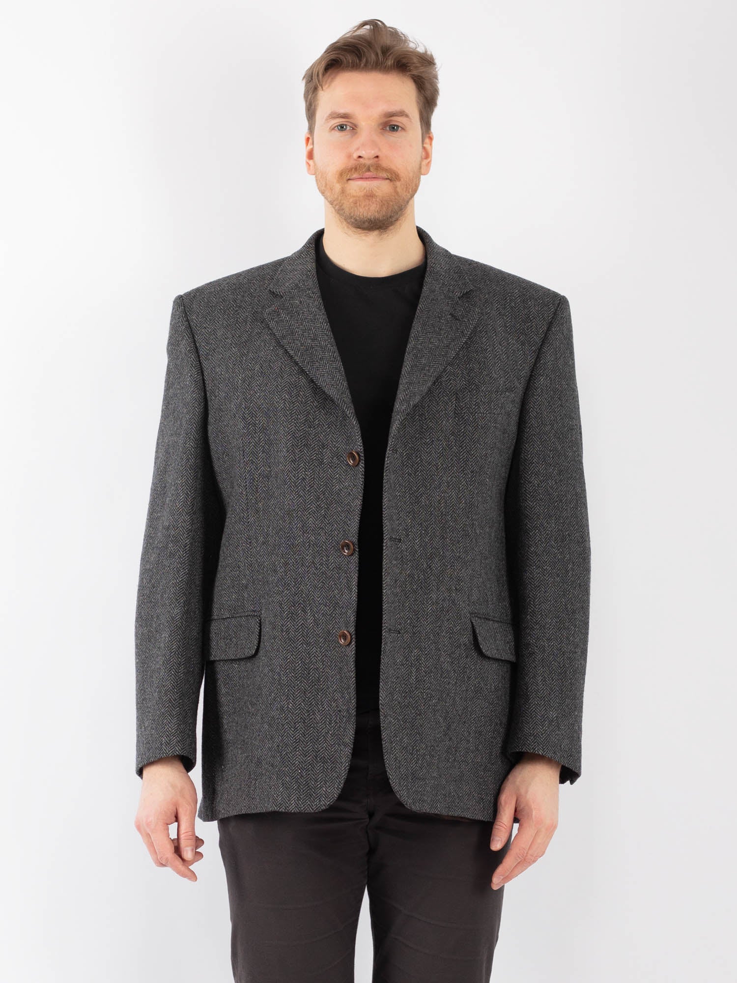 Vintage 90's Men Wool Blazer Jacket in Gray by Northern Grip