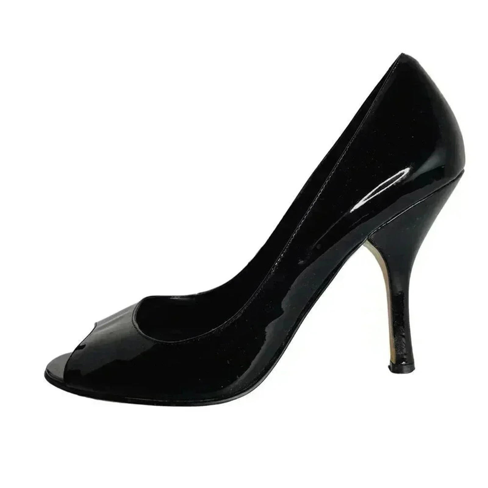 Enzo Angiolini Black Patent Leather Peep Toe Pumps Heels Stilettos Siz by Hot Girl Secondhand