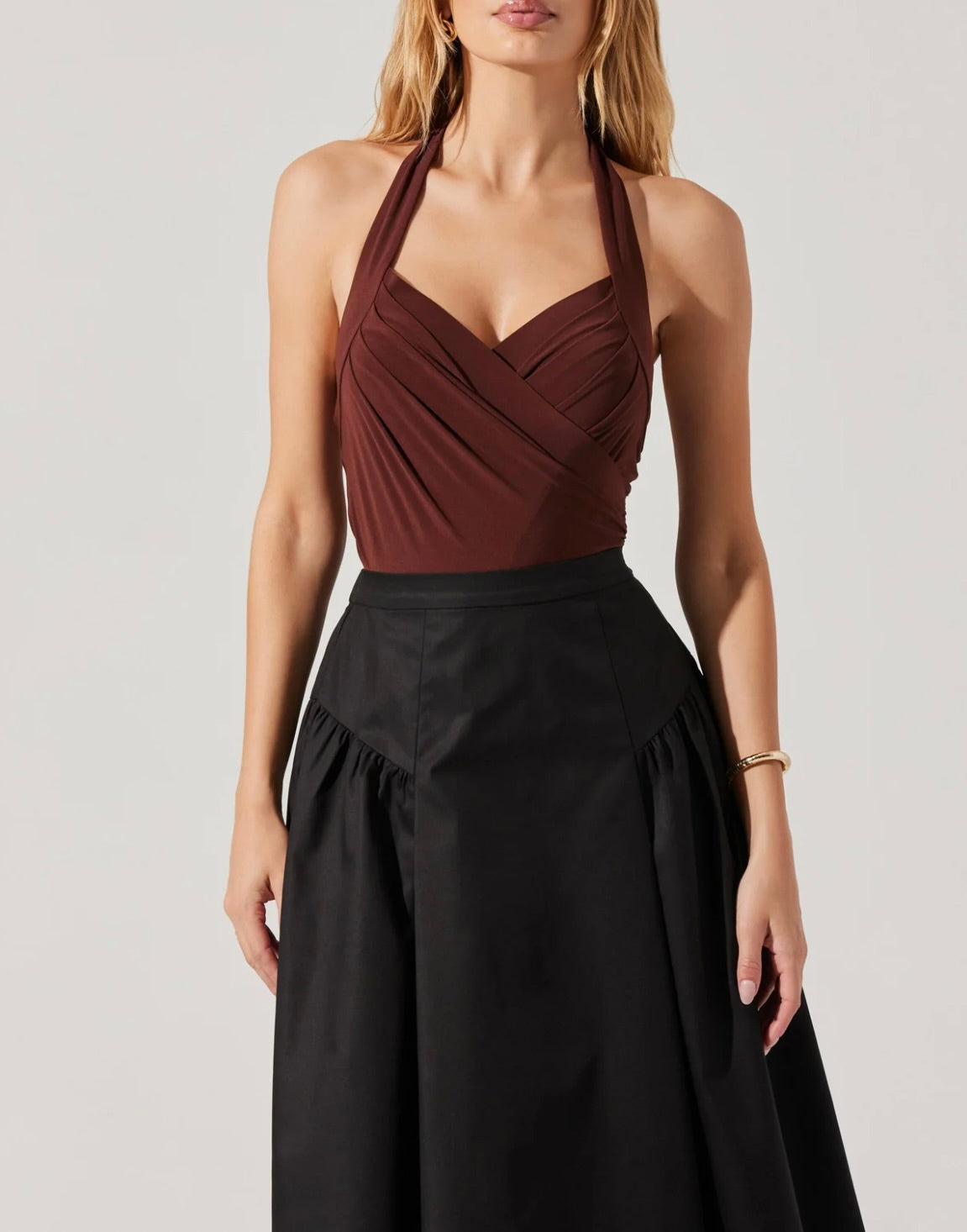 Dyanna Crossover Halter Bodysuit by Sierra Deene