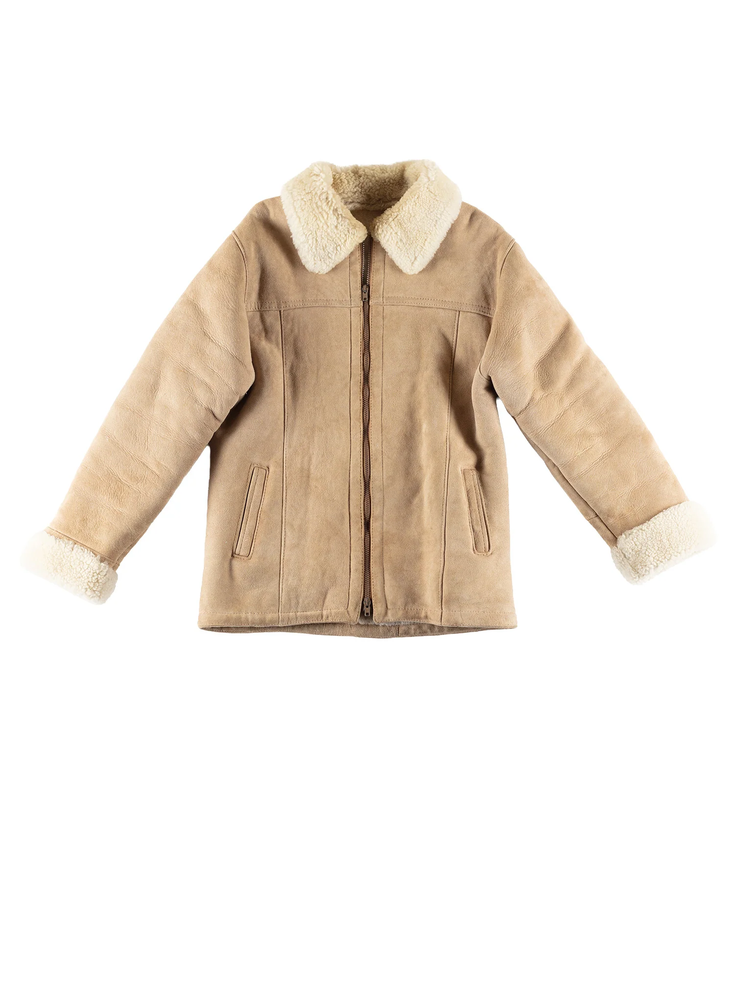 Vintage 90's Men Sheepskin Jacket in Beige by Northern Grip