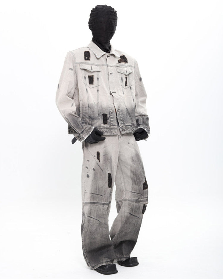 Vintage Distressed Wide Jeans by OFFCULTURE