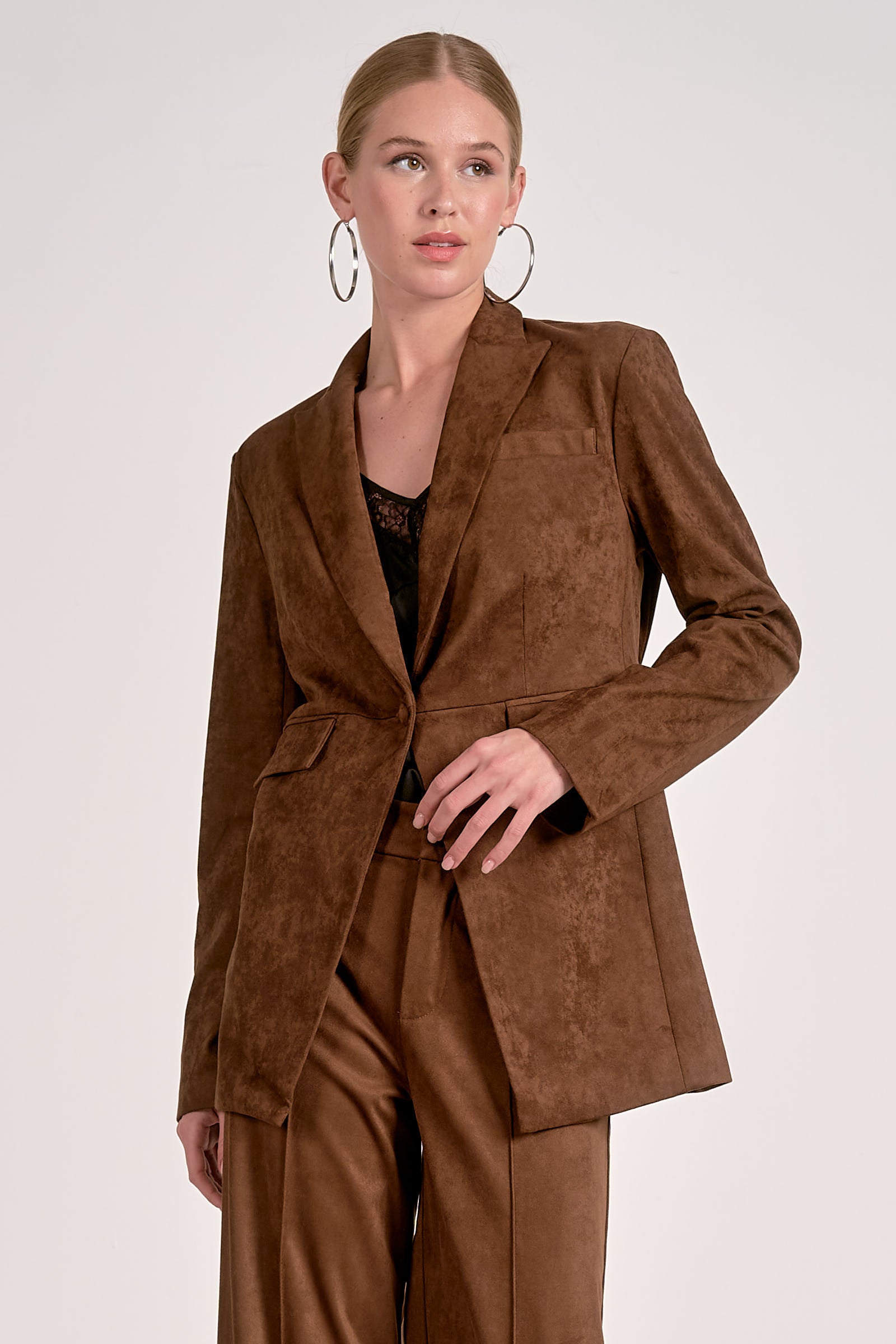 Elan Suede Blazer in Chocolate