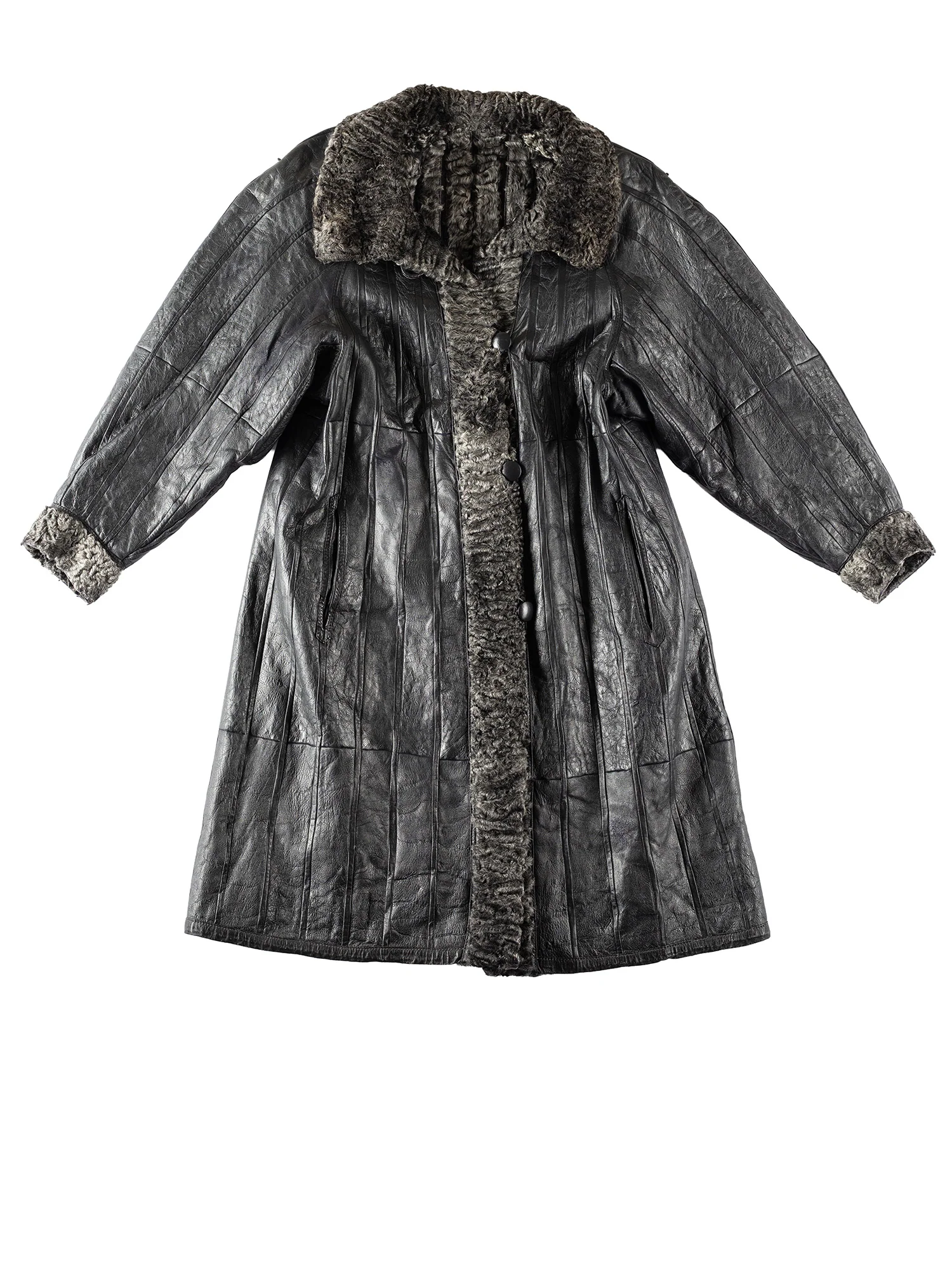 Vintage 70's Women Sheepskin Coat in Gray by Northern Grip