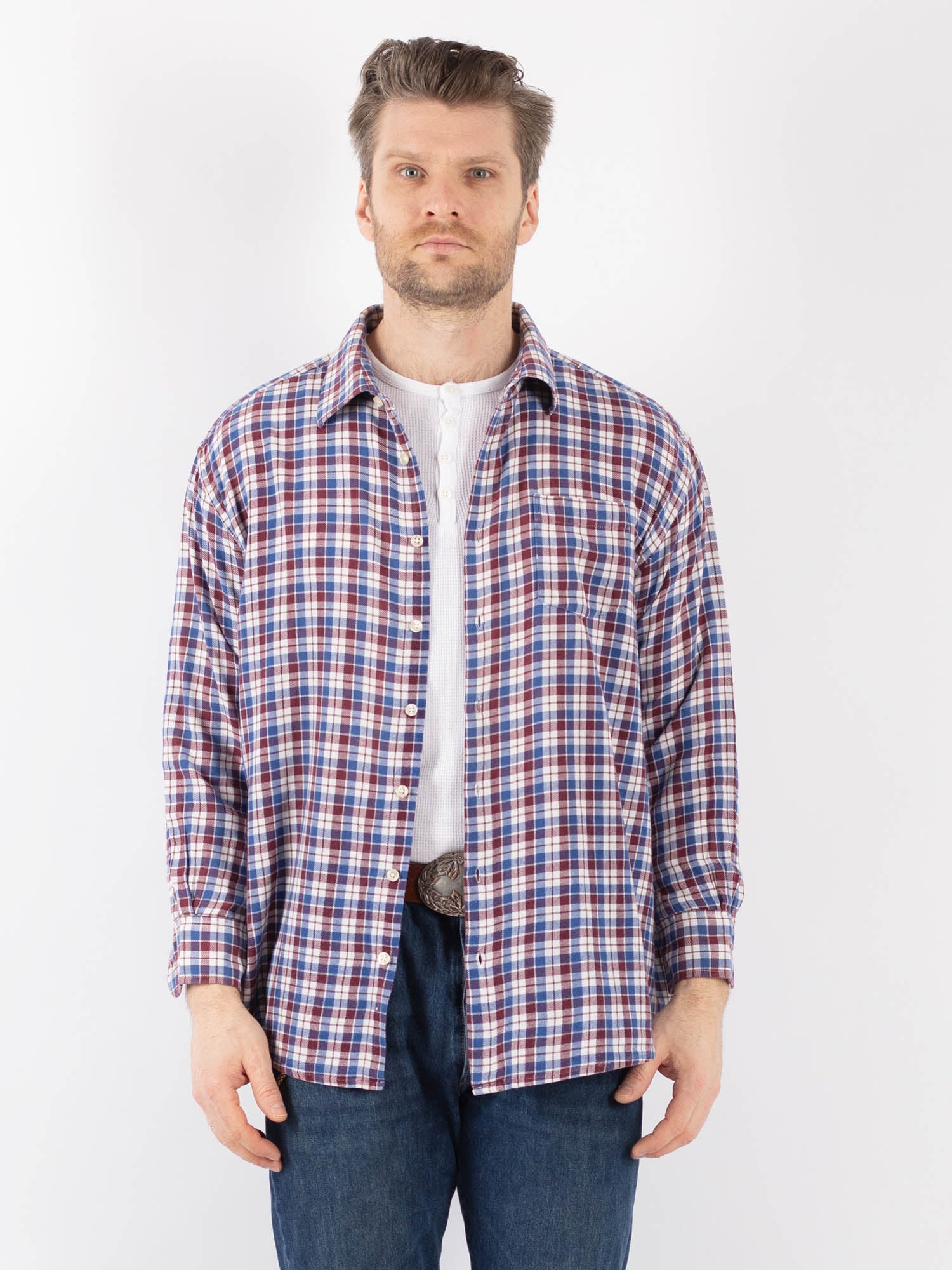 Vintage 90's Men Plaid Flannel Shirt in Multi by Northern Grip