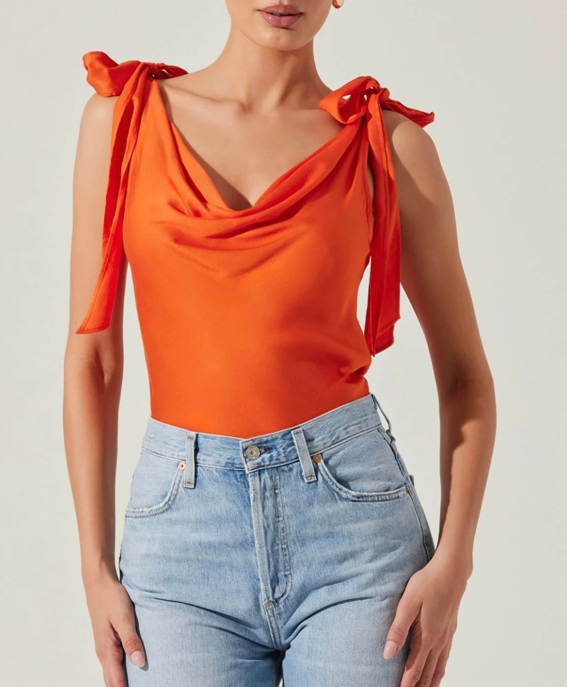 Allexina Satin Cowl Neck Top by Sierra Deene
