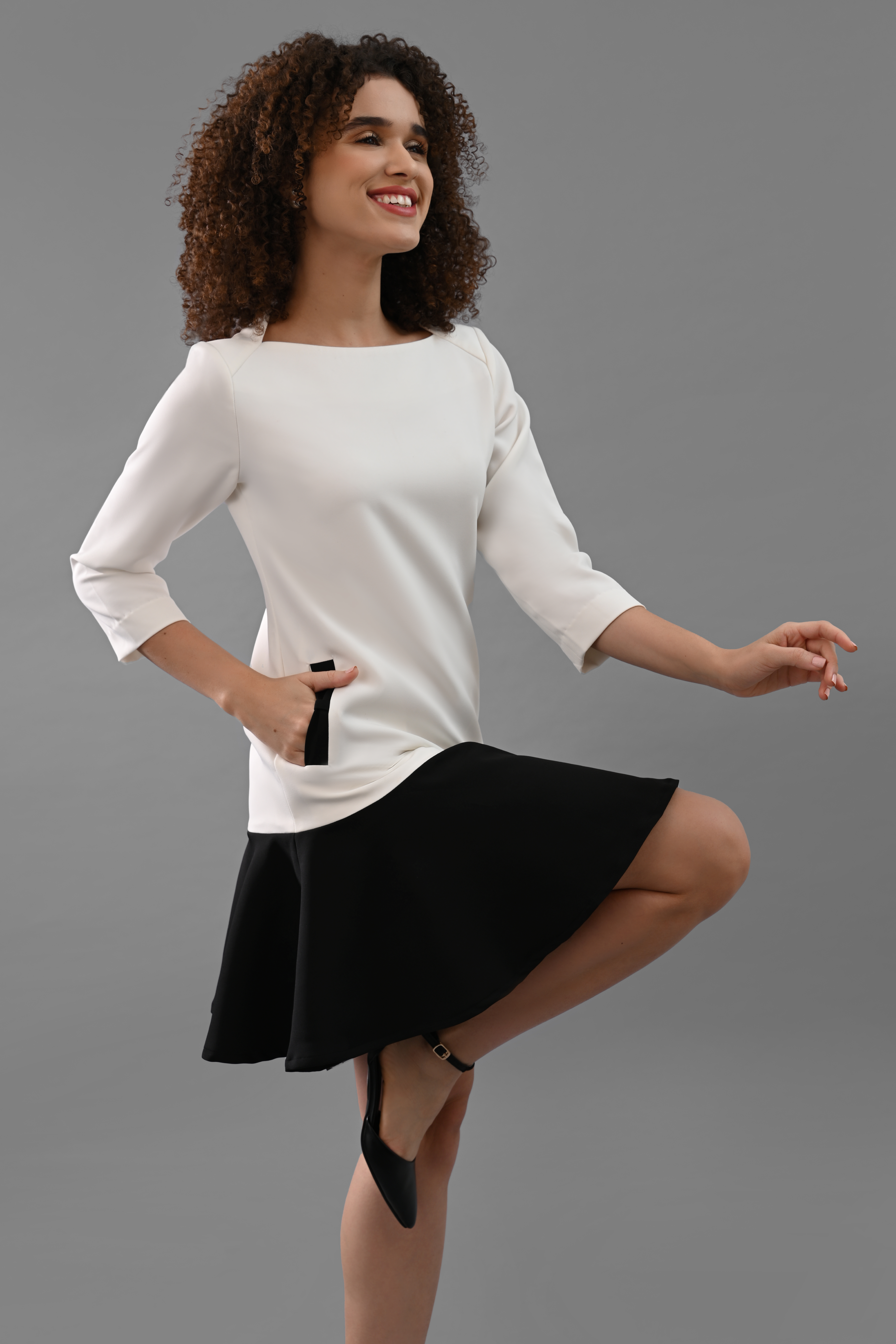 Vogue Low Flare Crepe Shift Dress by Point of View Label