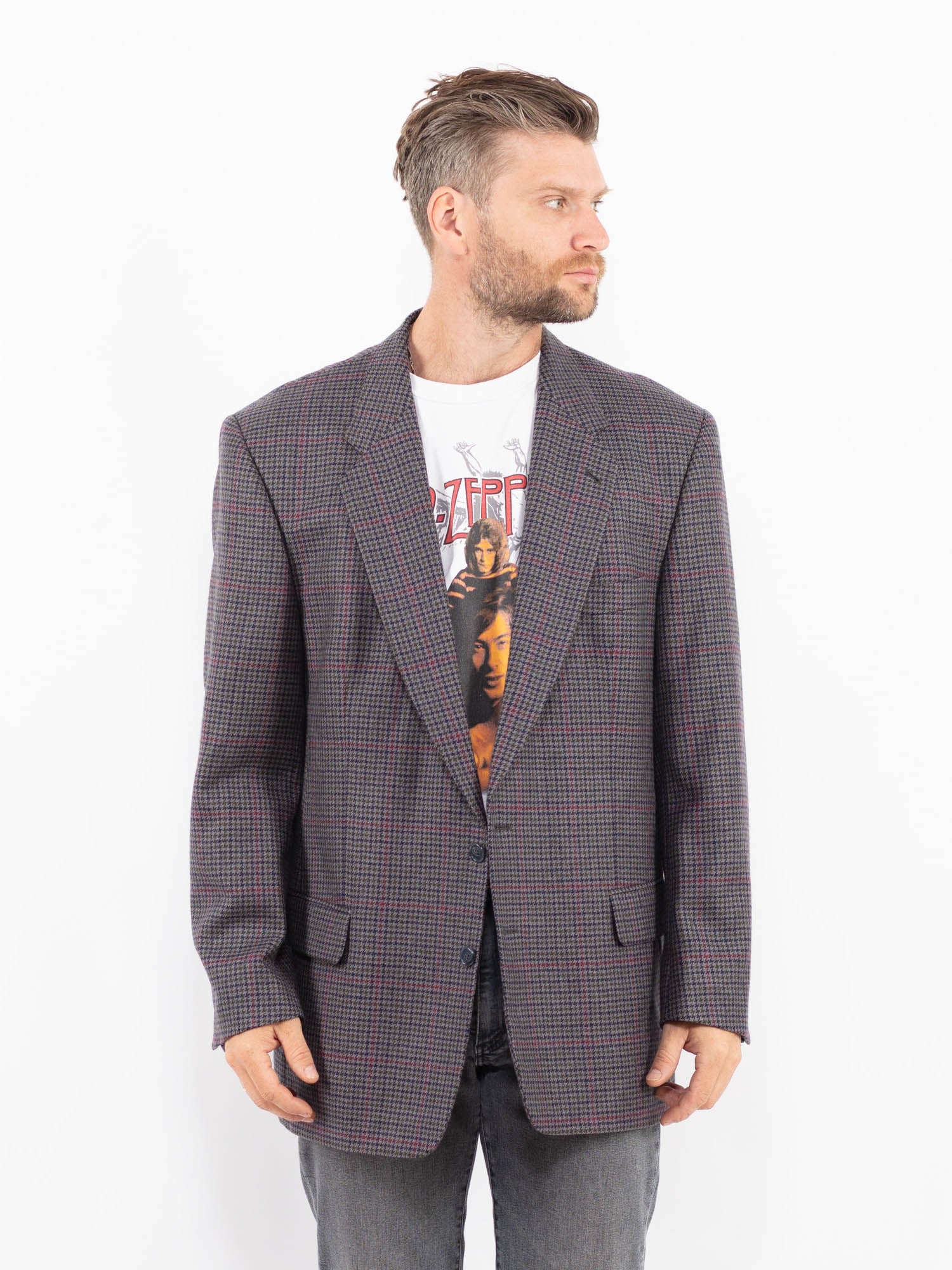 Vintage 80's Men Wool Blazer Jacket in Gray by Northern Grip
