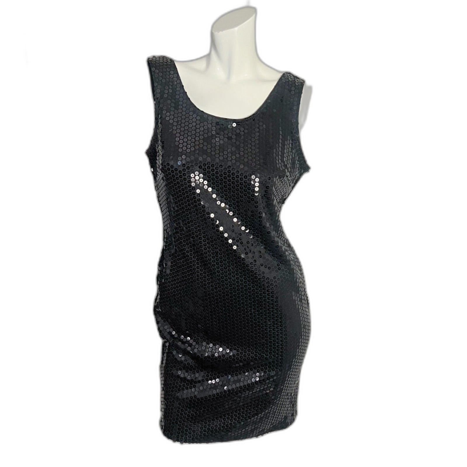 90s Vintage Glenrob Black Sequined Bodycon Dress LBD Women's Size 11-1 by Hot Girl Secondhand