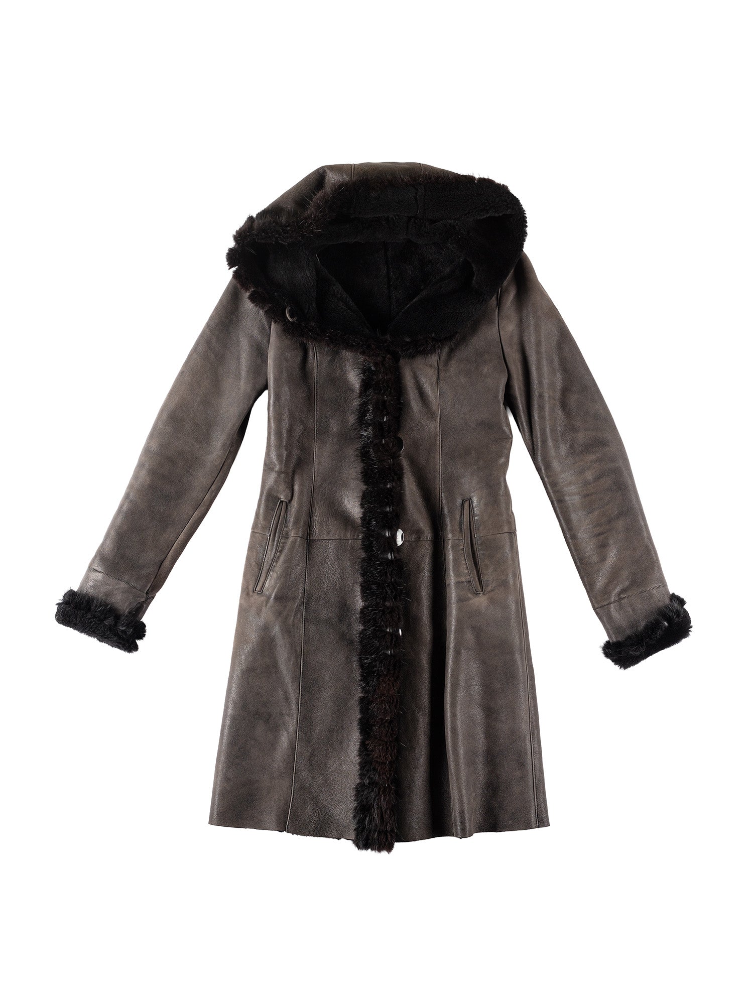 Vintage 70's Women Penny Lane Sheepskin Coat in Gray by Northern Grip