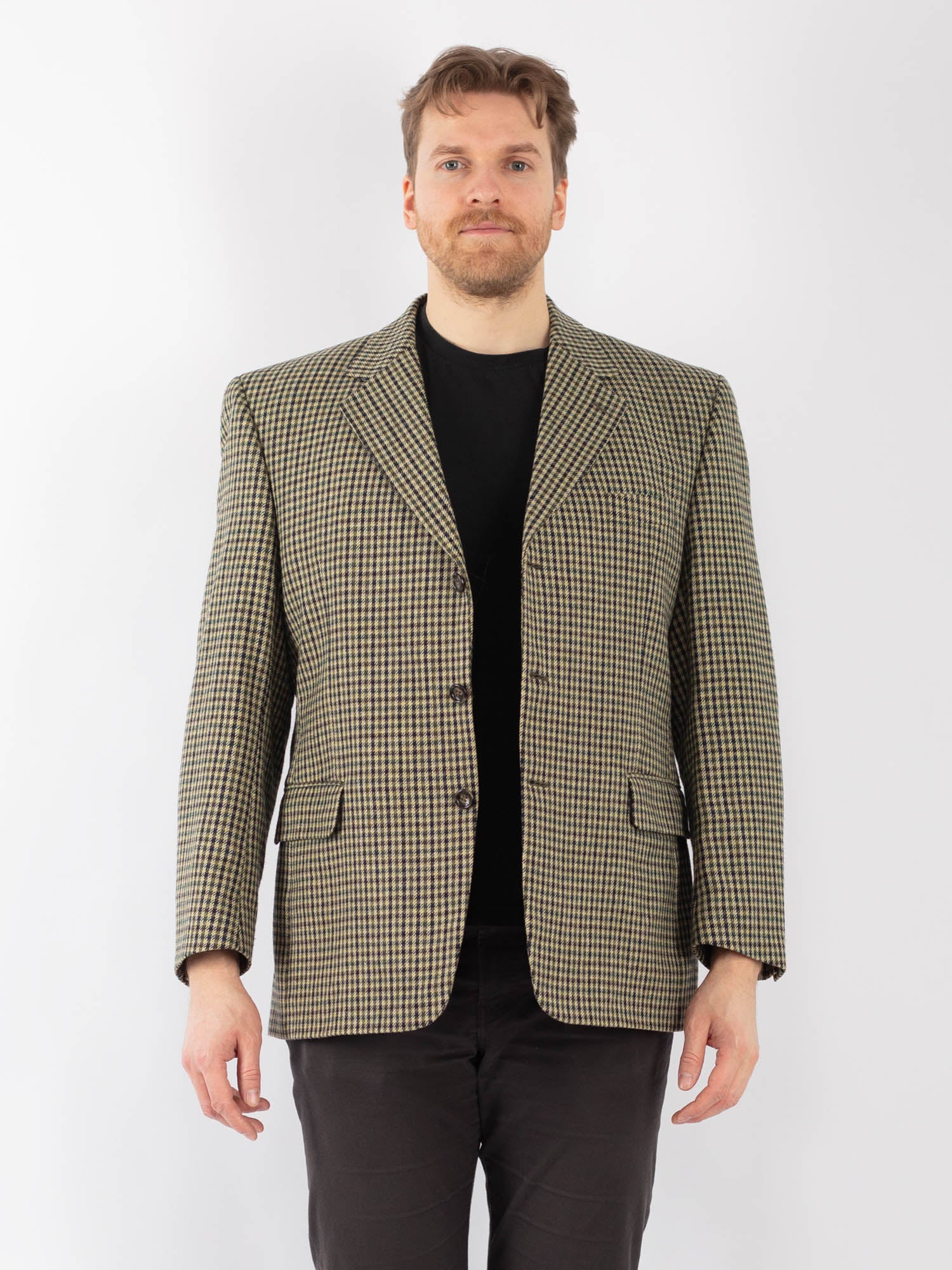 Vintage 70's Men Wool Blazer Jacket in Beige by Northern Grip