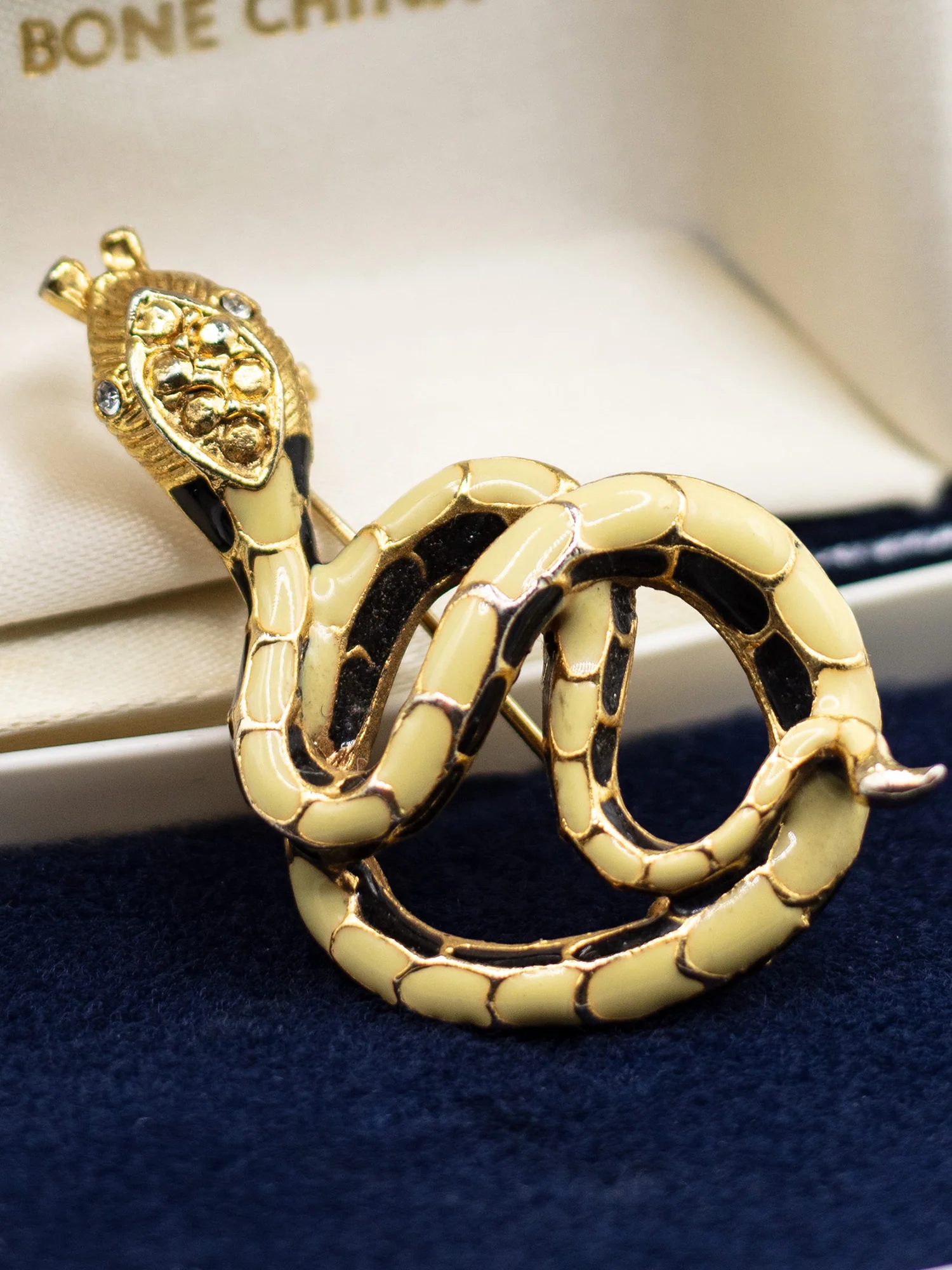 Vintage 80's Enamel Snake Brooch by Northern Grip
