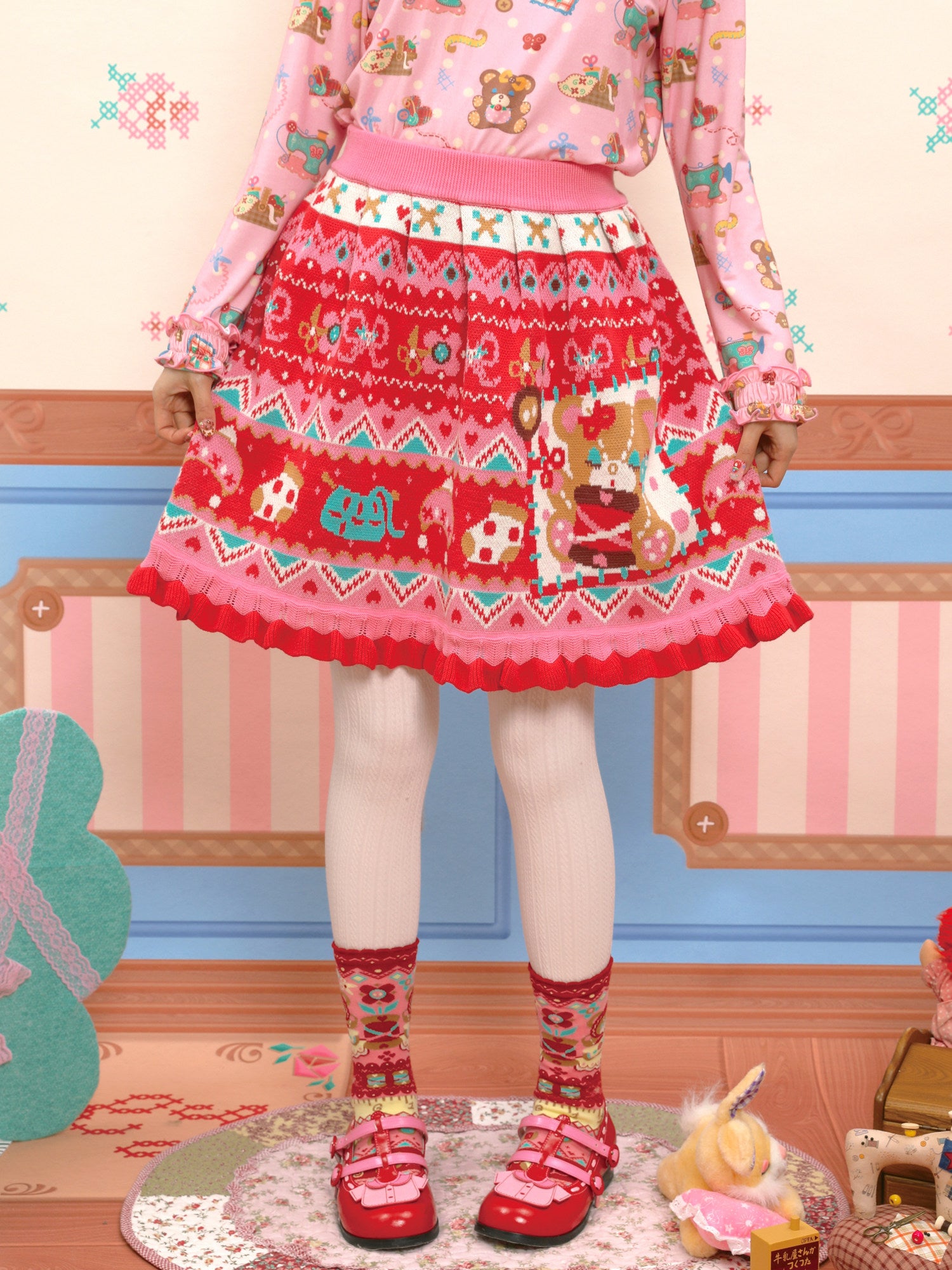 Decora Fair Isle Knit Skirt - Lutra Jump by Land Decora