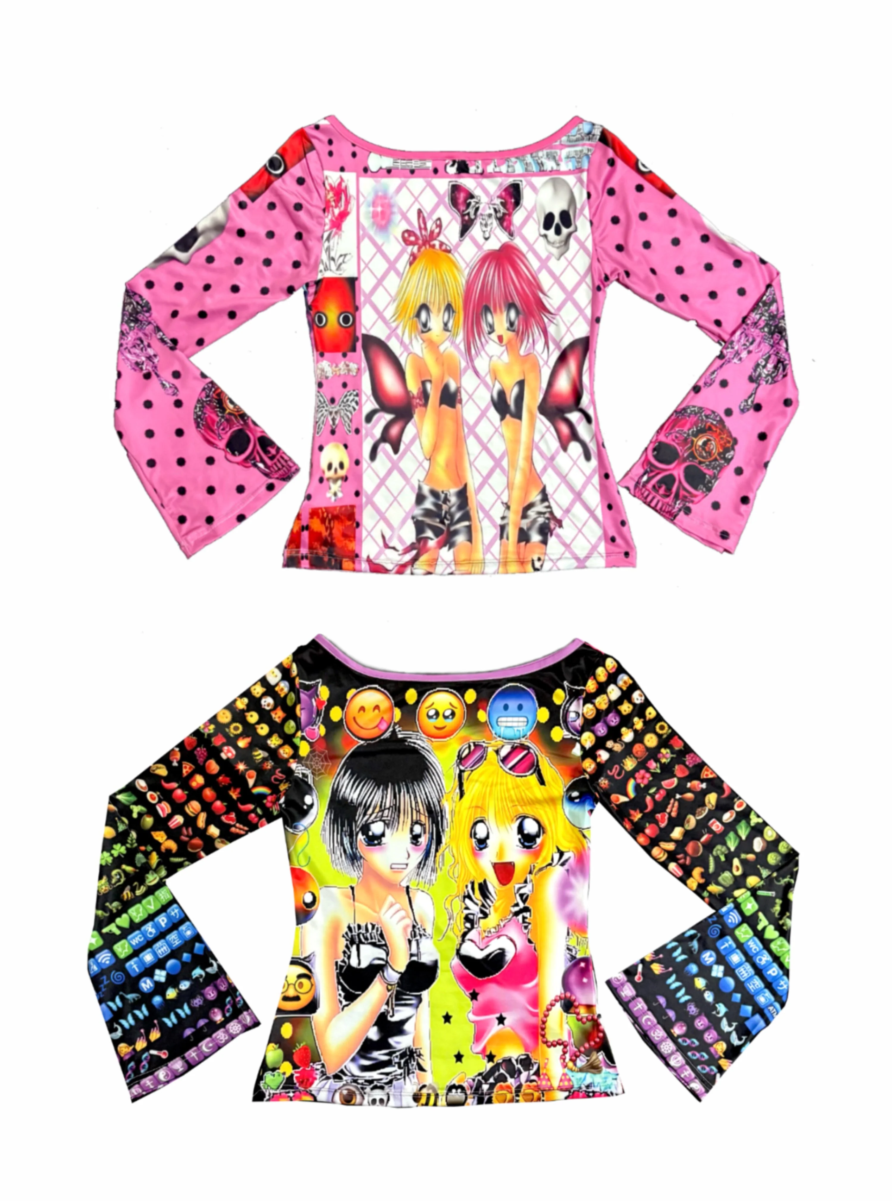 Anime Skull Long Sleeve Tee - ki00bi00 by Land Decora