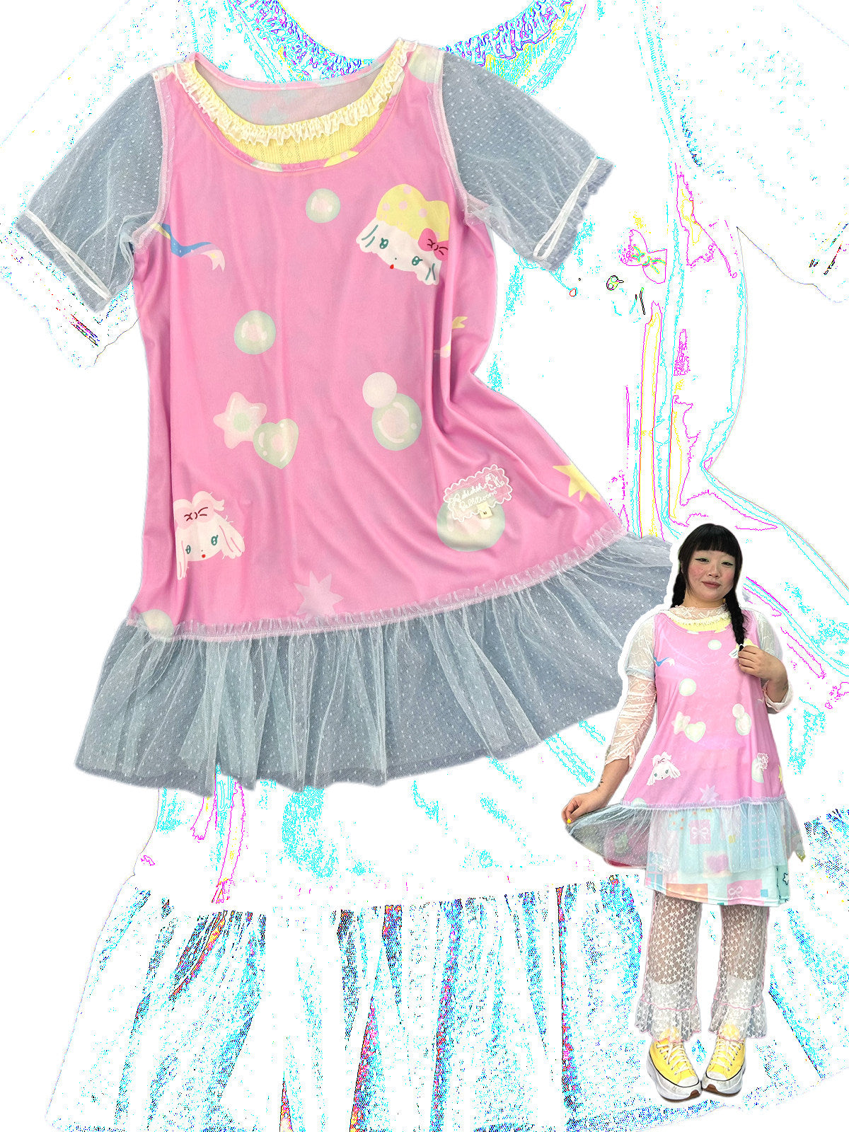 Harajuku Mesh Layered Dress - shishihshop by Land Decora