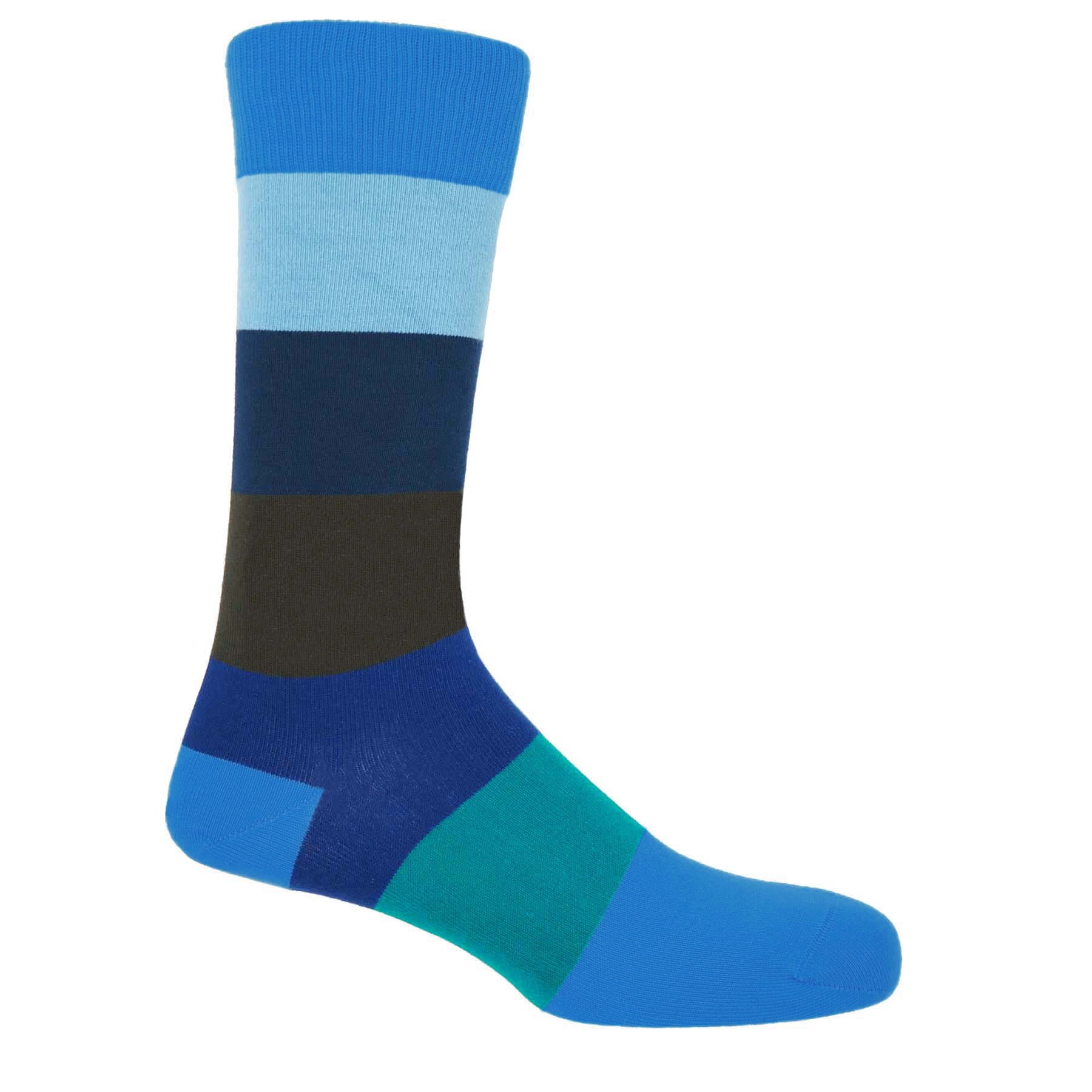 Block Stripe Men's Socks - Aqua by Peper Harow