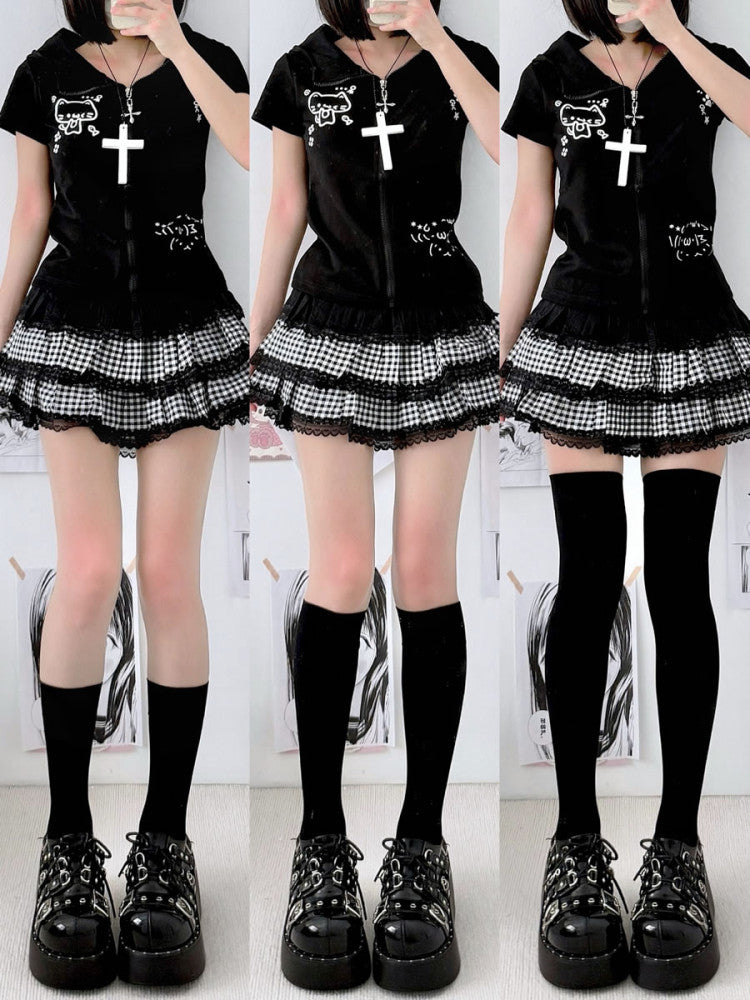 Kawaii Velvet Calf Socks - Sheer Soft Sweet Girl Style - 2 Bears by Land Decora