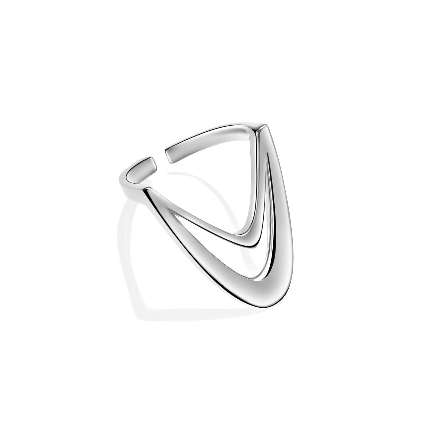 002|Dual-V Futuristic Ring - Sculptural Stackable Jewelry by Outsider Artist