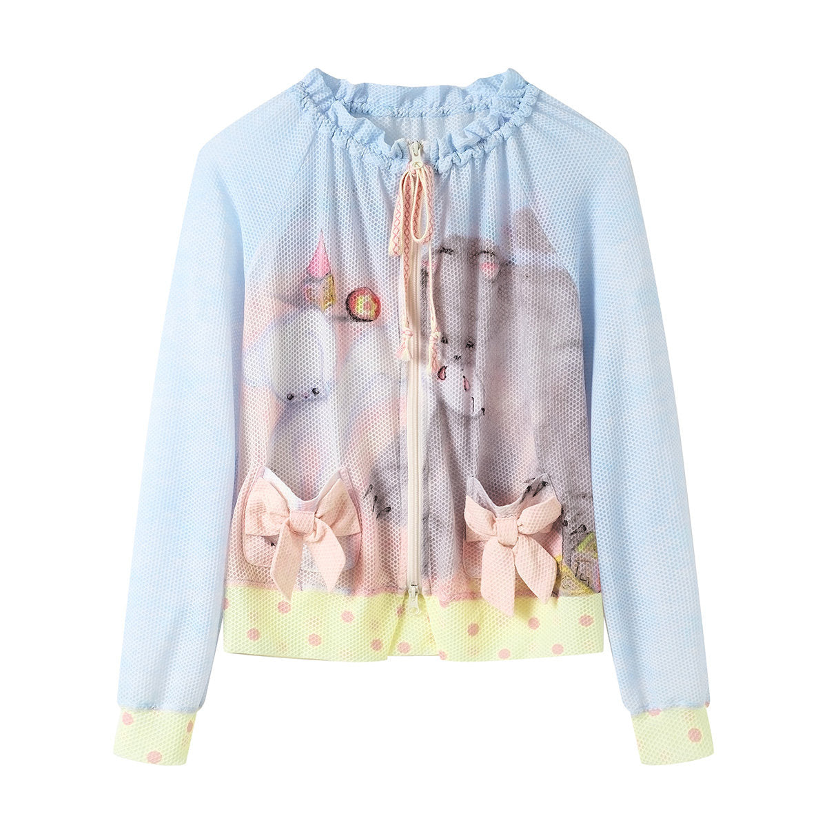 Kawaii Mesh Zip Cardigan Jacket - tntntutu by Land Decora
